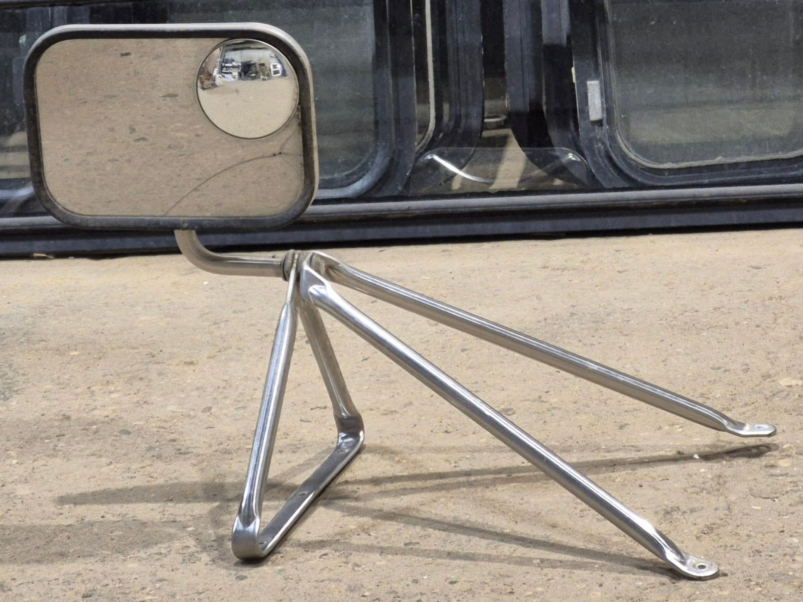 Used Old Style Motorhome Side View Mirror - Passenger Side - Young Farts RV Parts