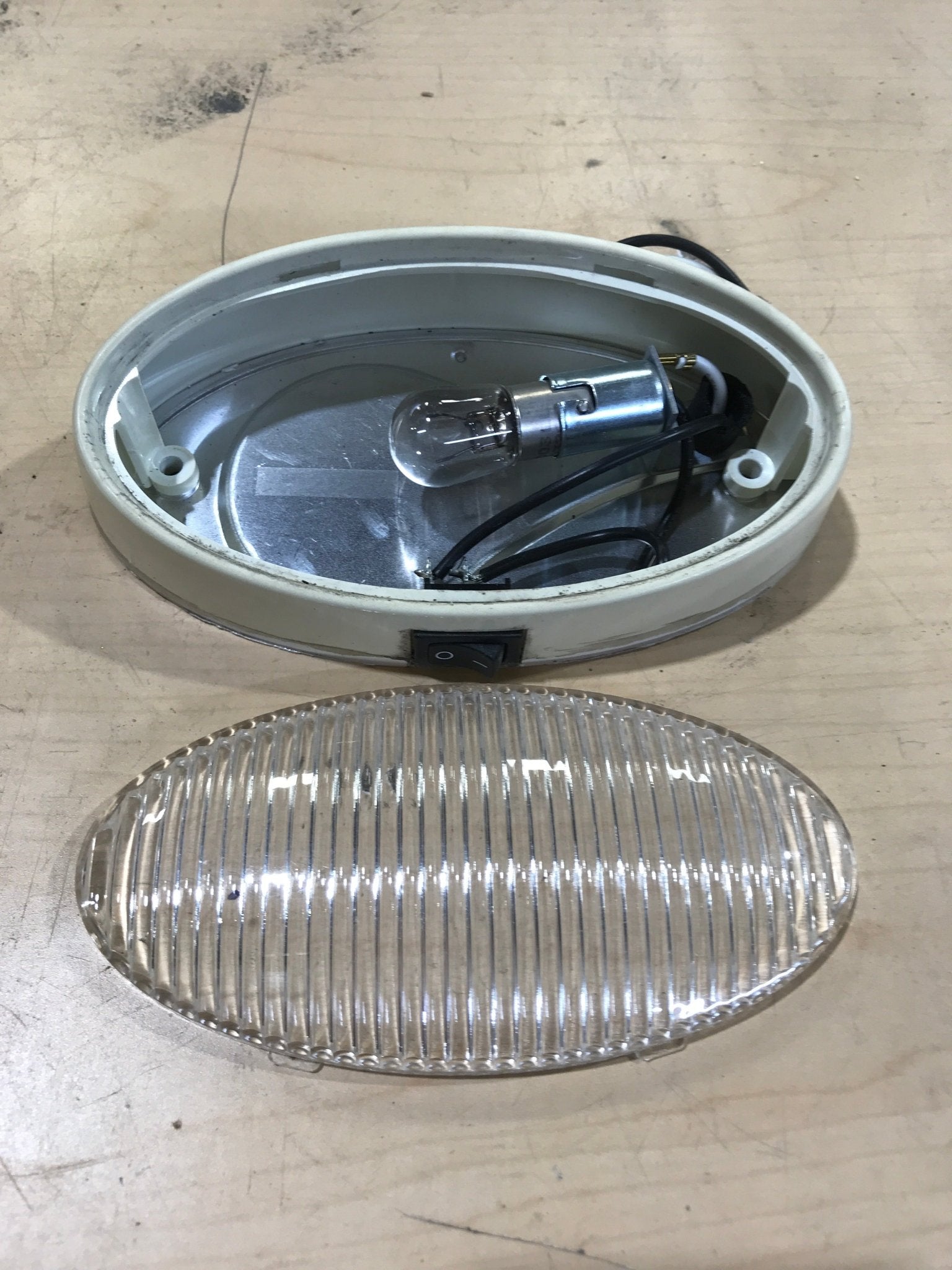 Used Oval Porch Light - 6" X 3 1/2" - with On/Off switch - Young Farts RV Parts