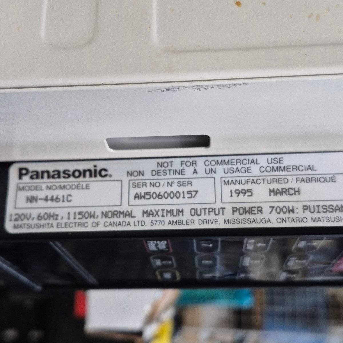Used Panasonic Microwave - NN - 4461C - 18" W X 11" H X 10.625" D - Young Farts RV Parts