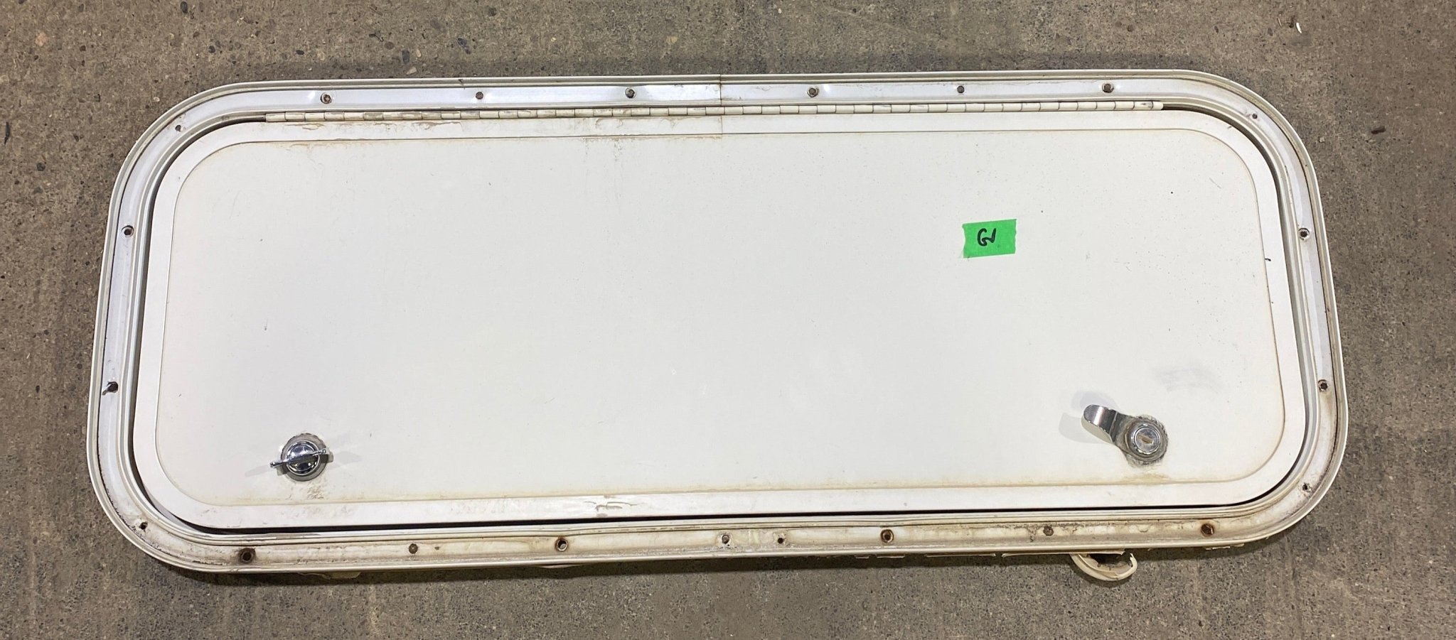 Used Radius Corner Cargo Door 29 3/4" W x 10 3/4" H x 3/4" D - Young Farts RV Parts