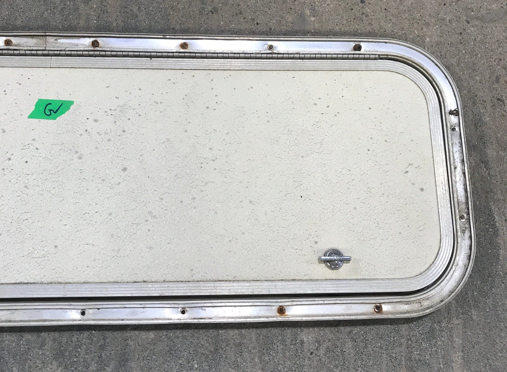 Used Radius Corner Cargo Door 35 1/2" W x 11" H x 3/4" D - Young Farts RV Parts