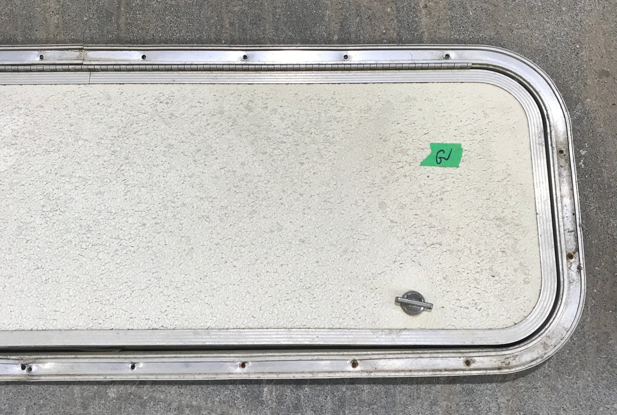 Used Radius Corner Cargo Door 35 1/2" W x 11" H x 3/4" D - Young Farts RV Parts