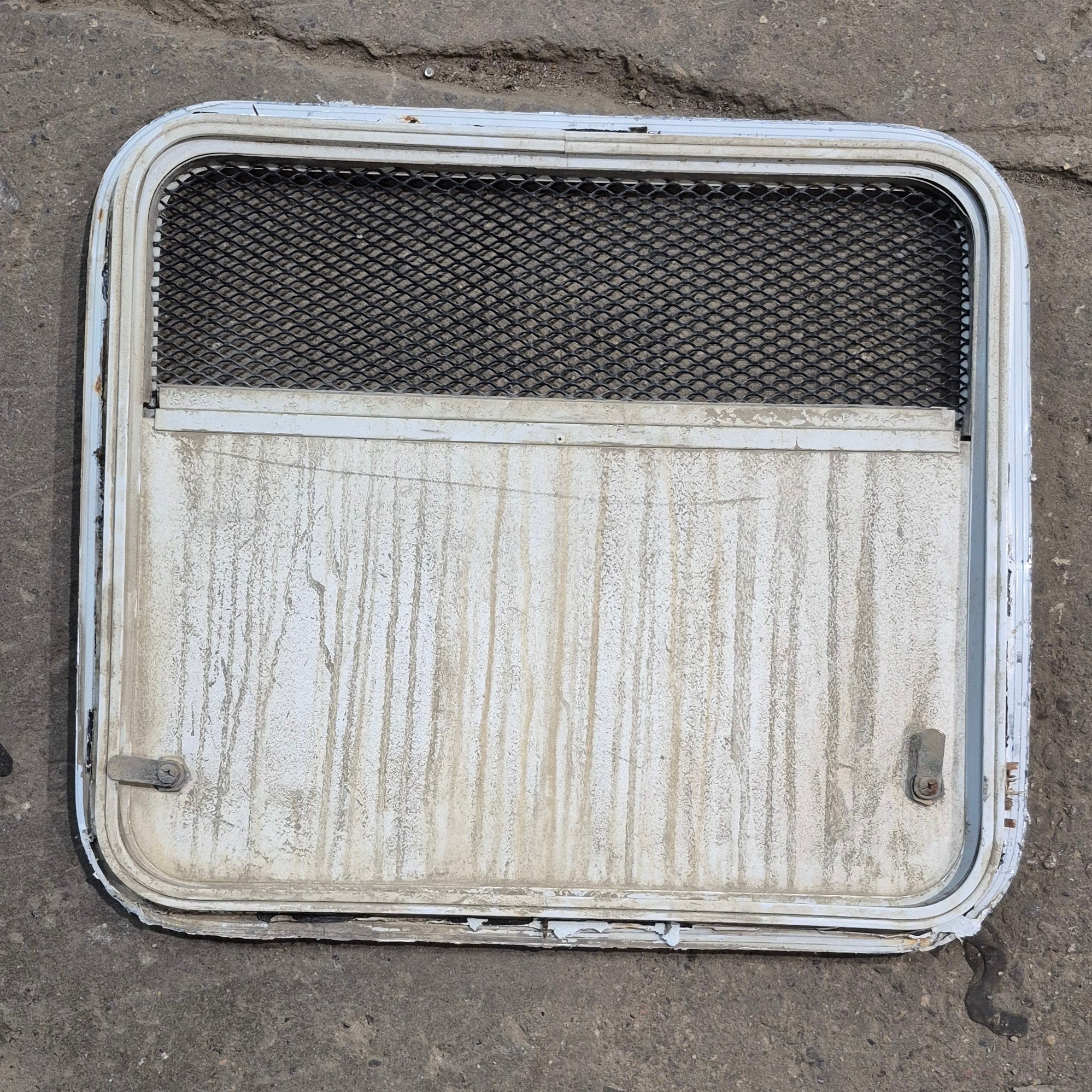 Used Radius Cornered Battery / Propane Cargo Door 23" x 20 3/8" x 3/4" D - Young Farts RV Parts