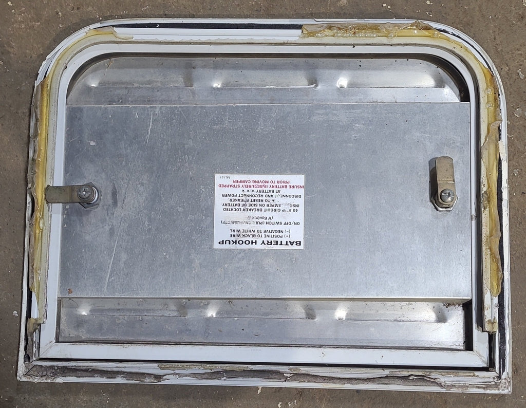Used Radius Cornered Cargo/ Battery Box Door 16 3/4" x 12 5/8" x 3/4" D - Young Farts RV Parts