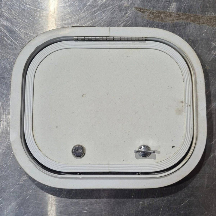 Used Radius Cornered Cargo Door - 11 3/4" X 9 1/2" X 1/2" - Young Farts RV Parts