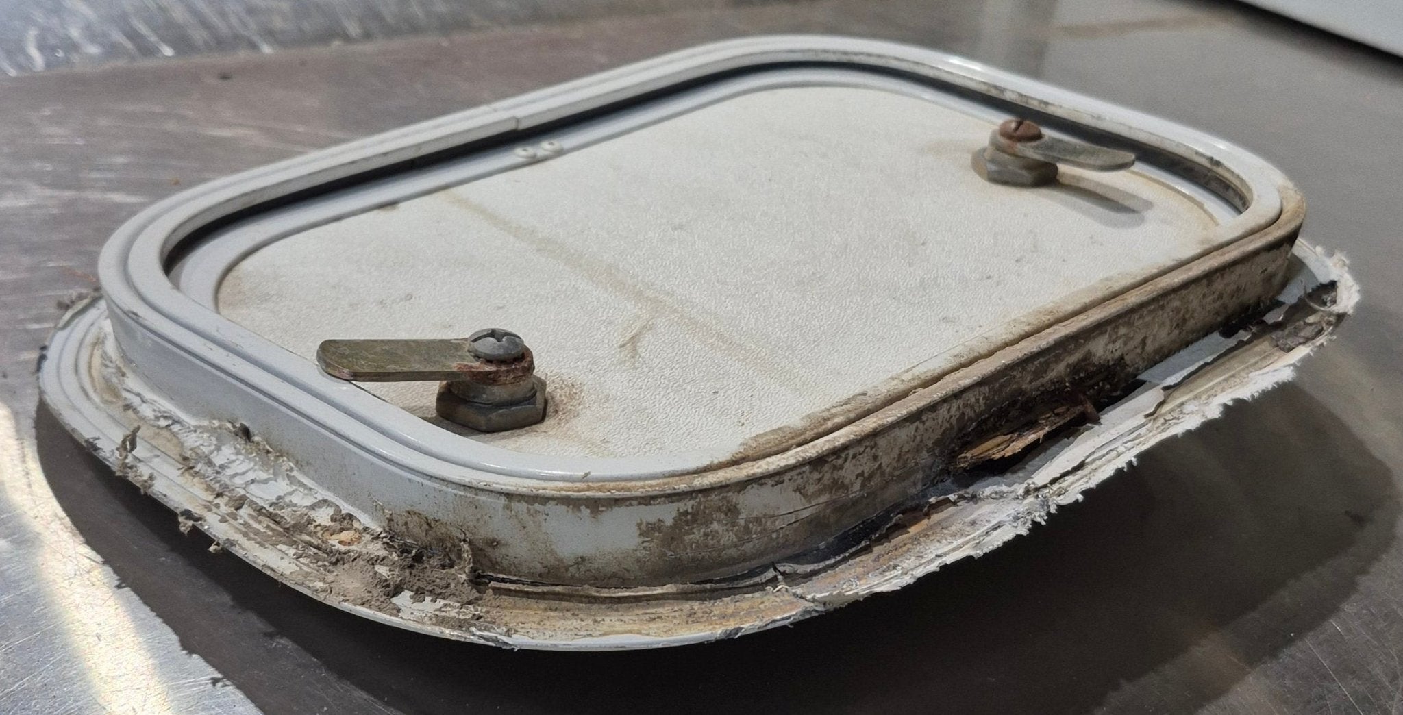 Used Radius Cornered Cargo Door 11 5/8" x 7 7/8" x 3/4" D - Young Farts RV Parts