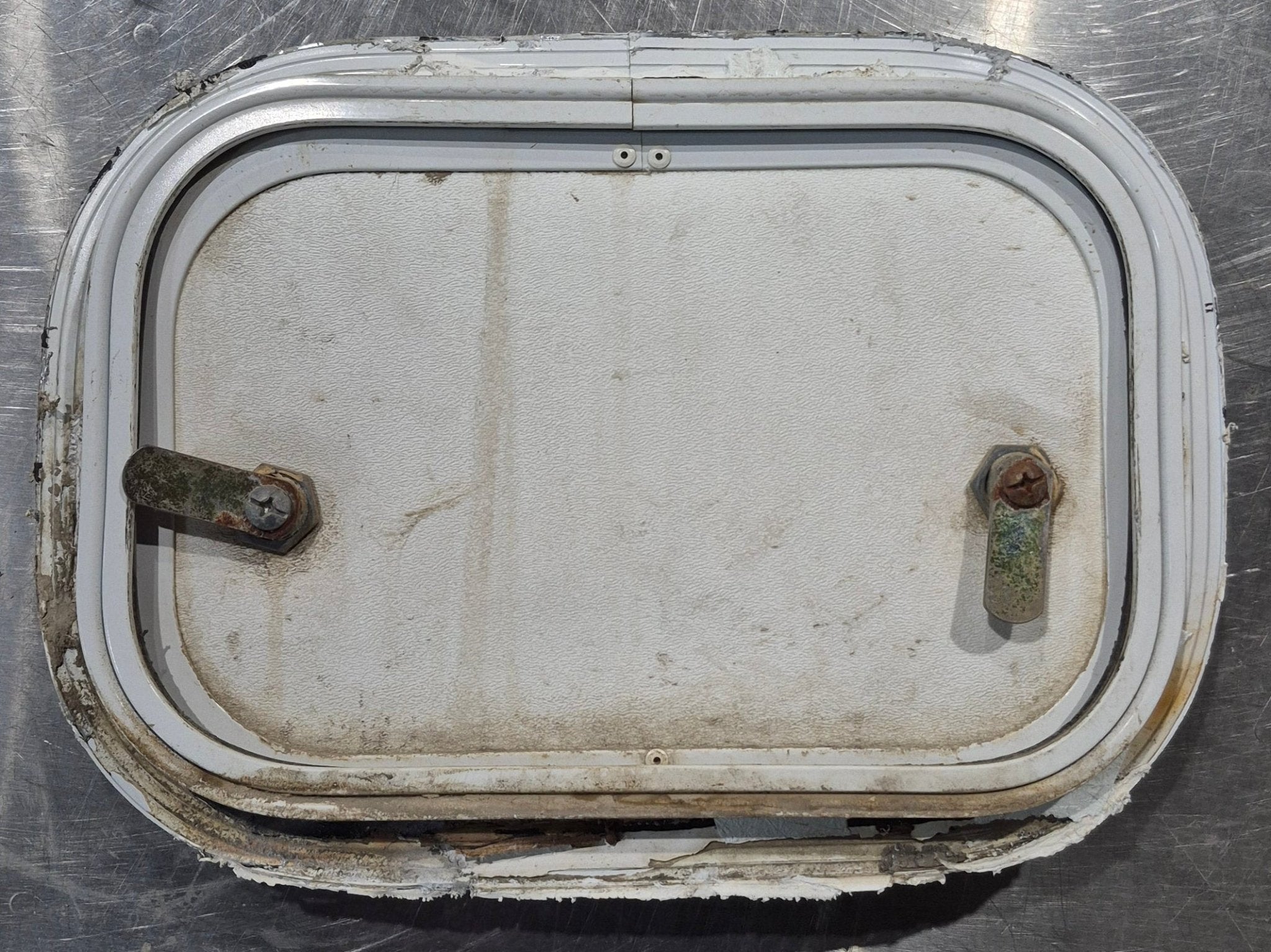 Used Radius Cornered Cargo Door 11 5/8" x 7 7/8" x 3/4" D - Young Farts RV Parts