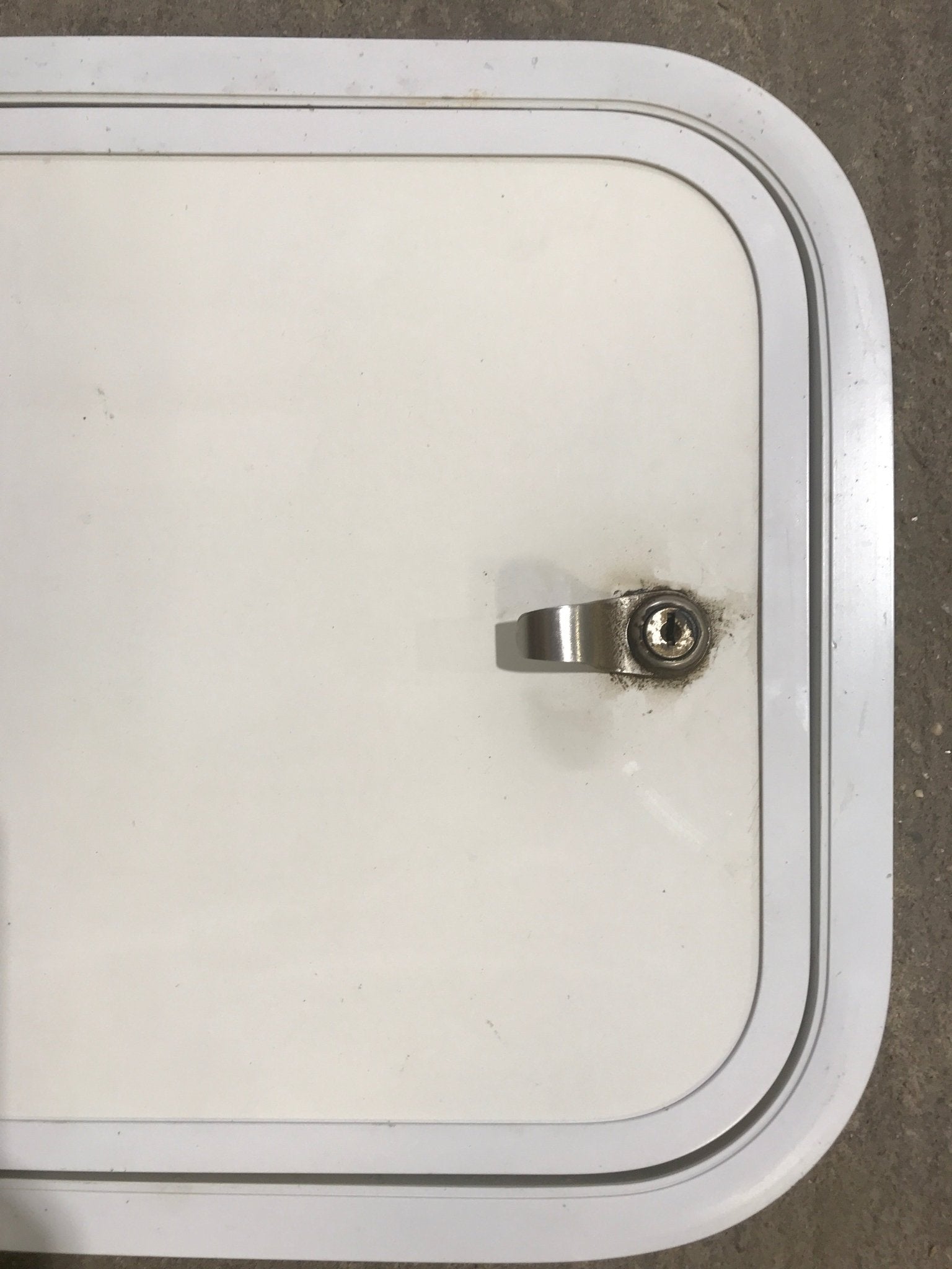 Used Radius Cornered Cargo Door 15 3/4" x 12 3/4" x 3/4"D - Young Farts RV Parts