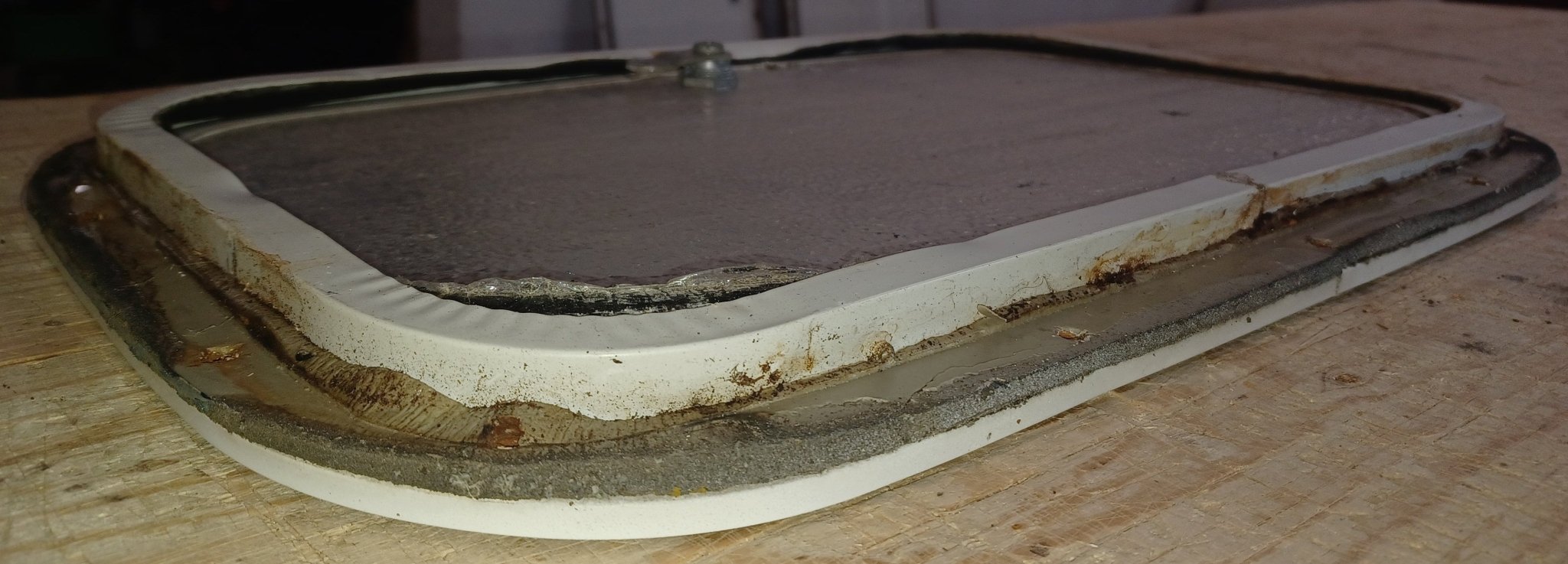 Used Radius Cornered Cargo Door 16 3/4" x 10 5/8" x 5/8 "D - Young Farts RV Parts