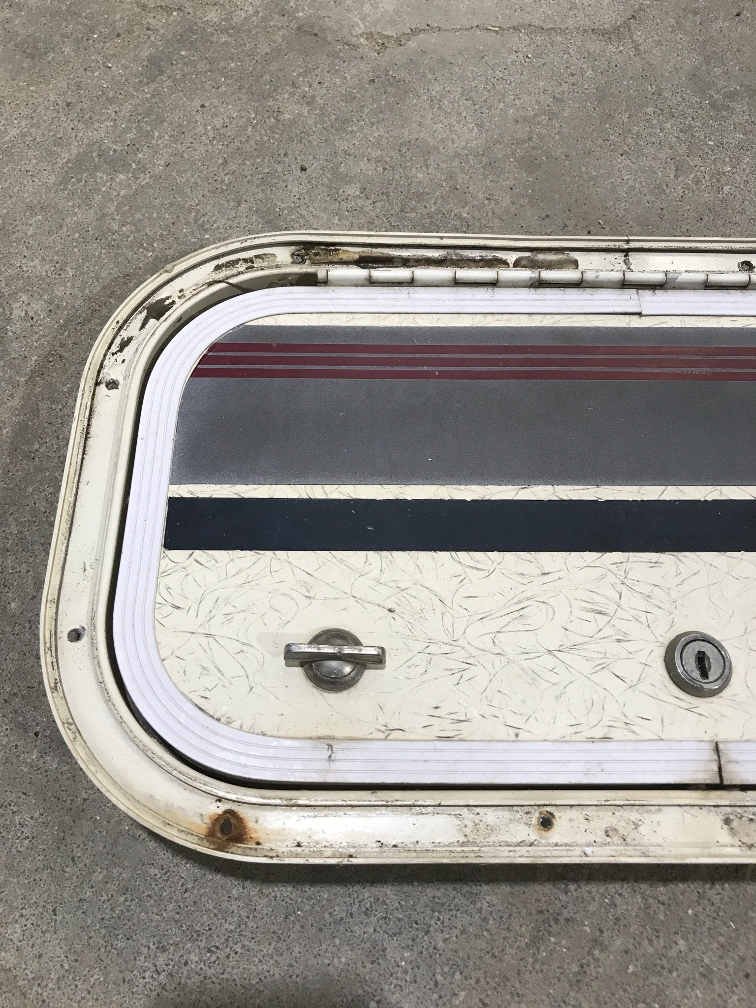 Used Radius Cornered Cargo Door 16 3/4" x 8 3/4" x 3/4"D - Young Farts RV Parts