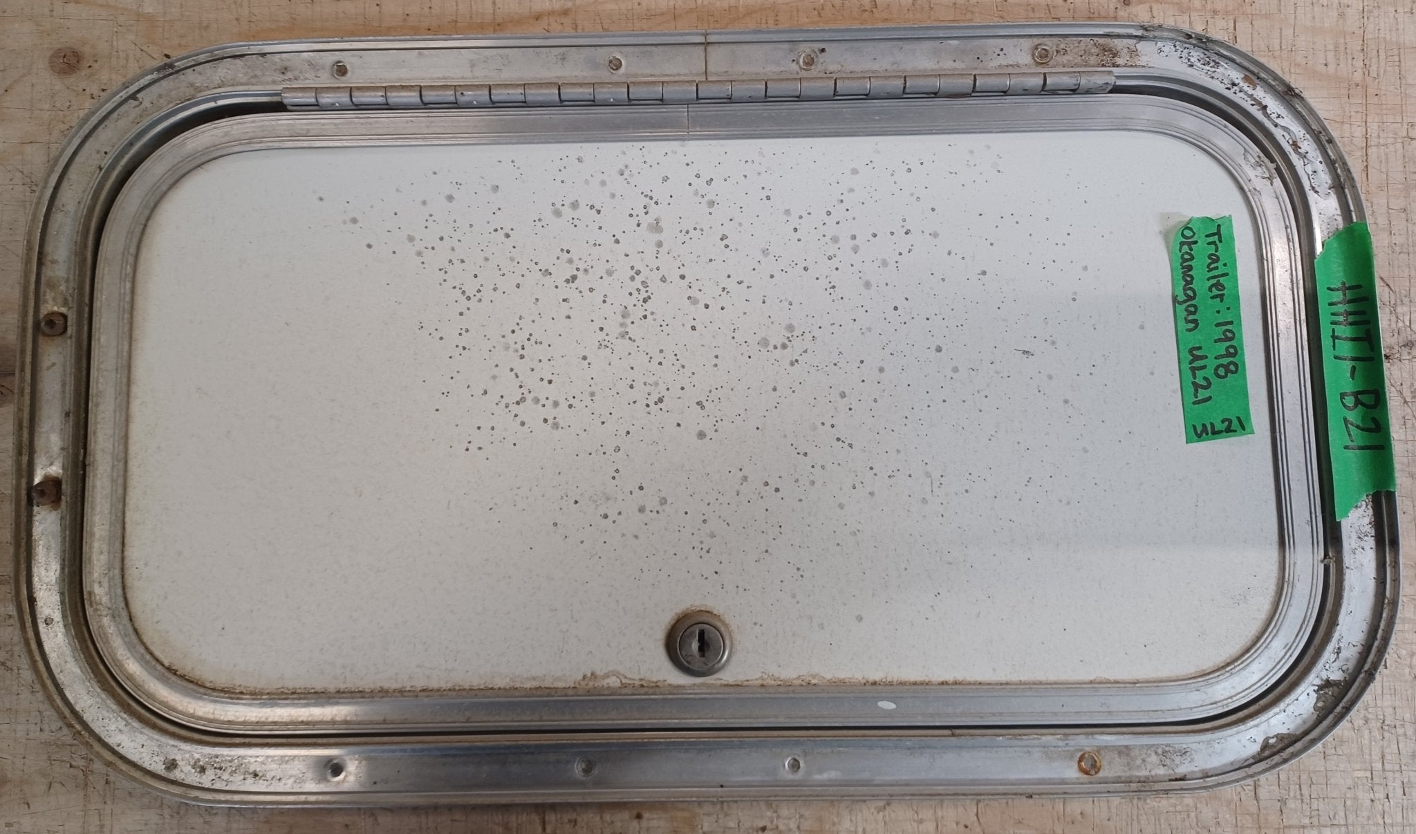 Used Radius Cornered Cargo Door 17 3/4" x 9 3/8" x 5/8"D - Young Farts RV Parts