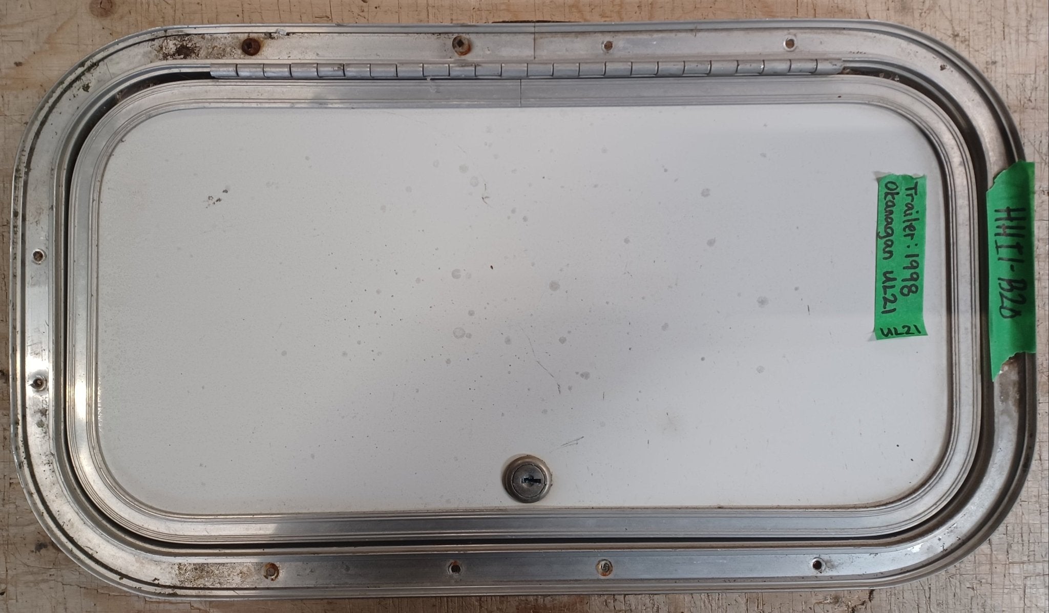 Used Radius Cornered Cargo Door 17 3/4" x 9 3/8" x 5/8"D - Young Farts RV Parts