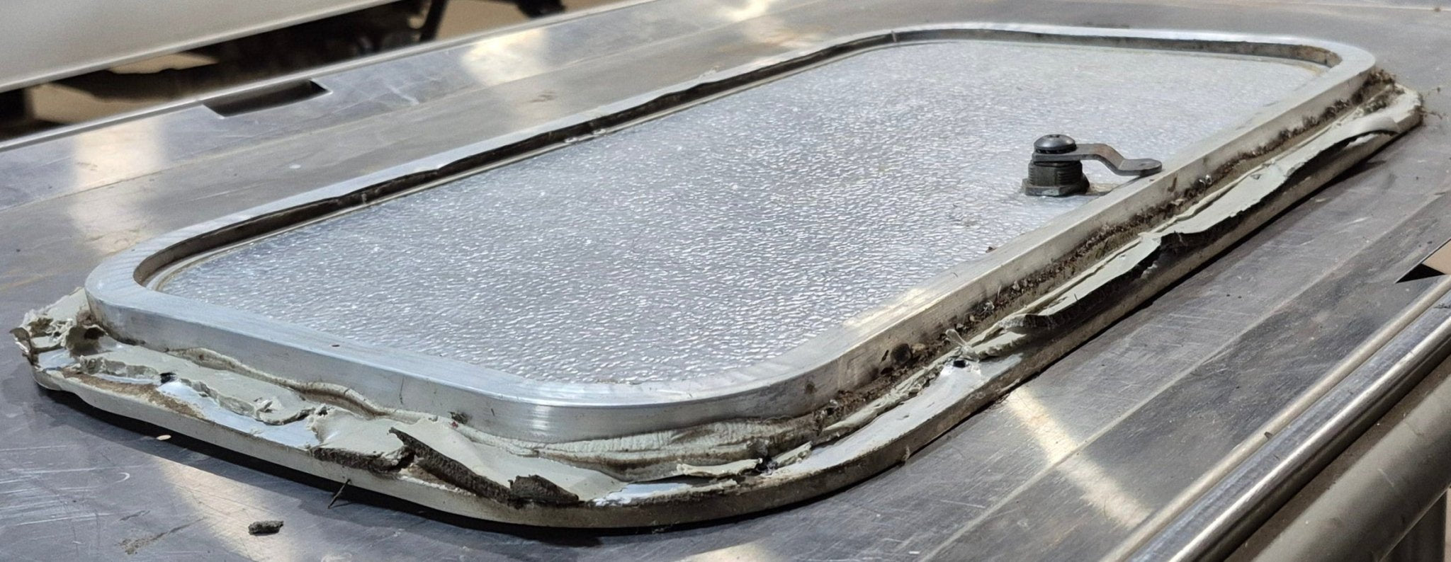 Used Radius Cornered Cargo Door 19 7/8" x 10 3/4" x 1/2" - Young Farts RV Parts