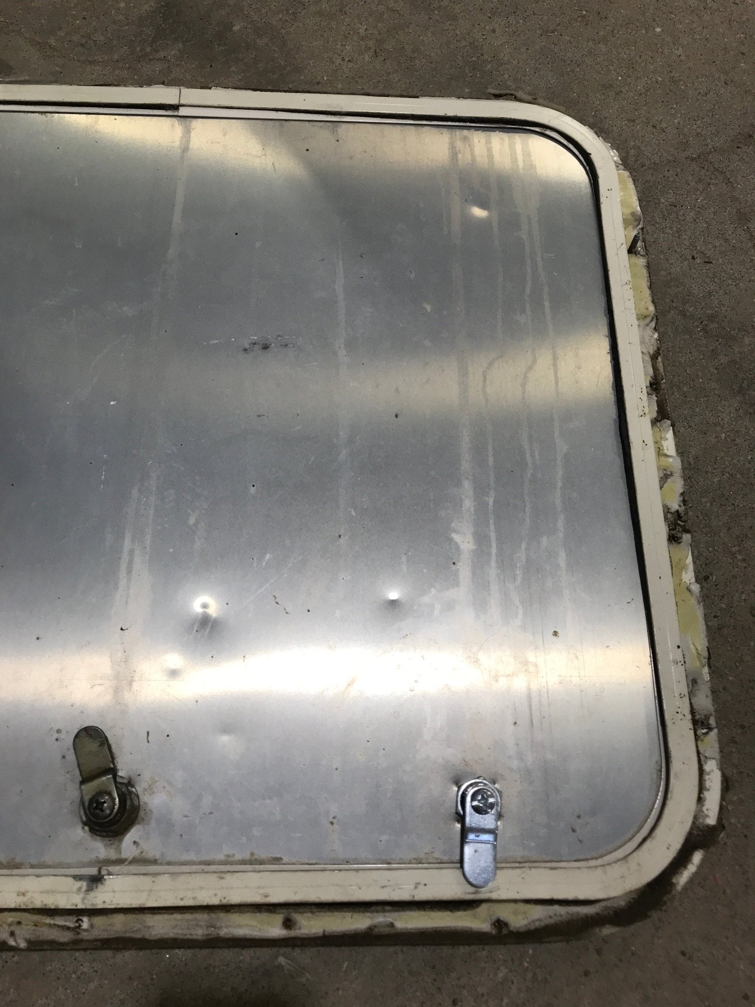 Used Radius Cornered Cargo Door 23 1/4" x 19 1/2" x 3/4"D - Young Farts RV Parts