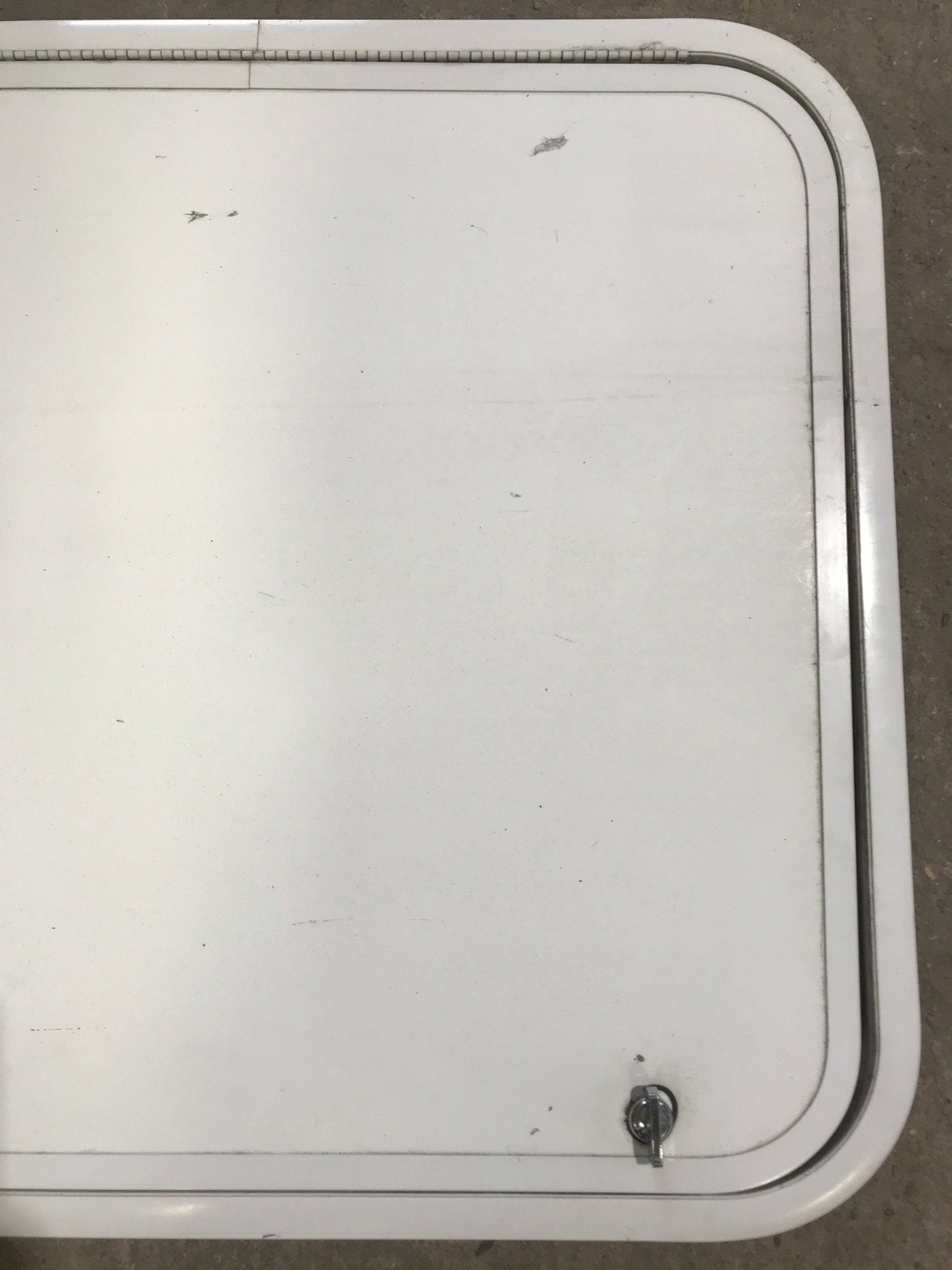 Used Radius Cornered Cargo Door 25 3/4" W x 23 3/4" H x 1" D - Young Farts RV Parts