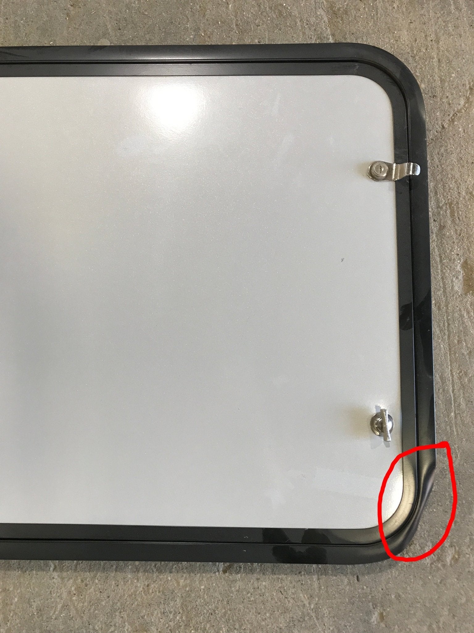 Used Radius Cornered Cargo Door 33 3/4" x 23 1/4" x 2"D - Young Farts RV Parts