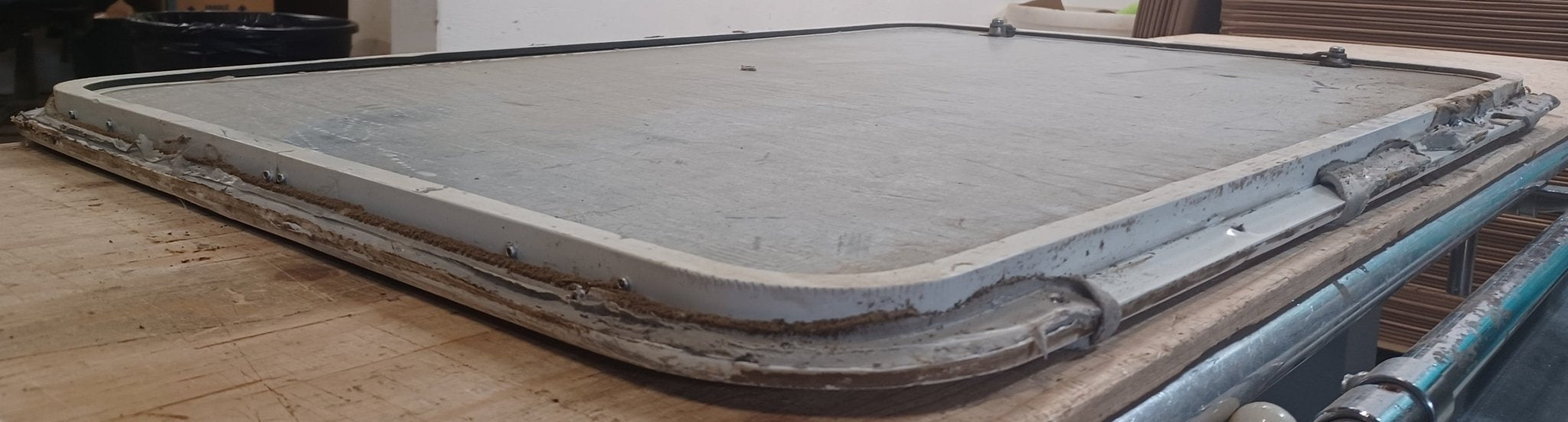 Used Radius Cornered Cargo Door 35 7/8" x 24" x 5/8"D - Young Farts RV Parts