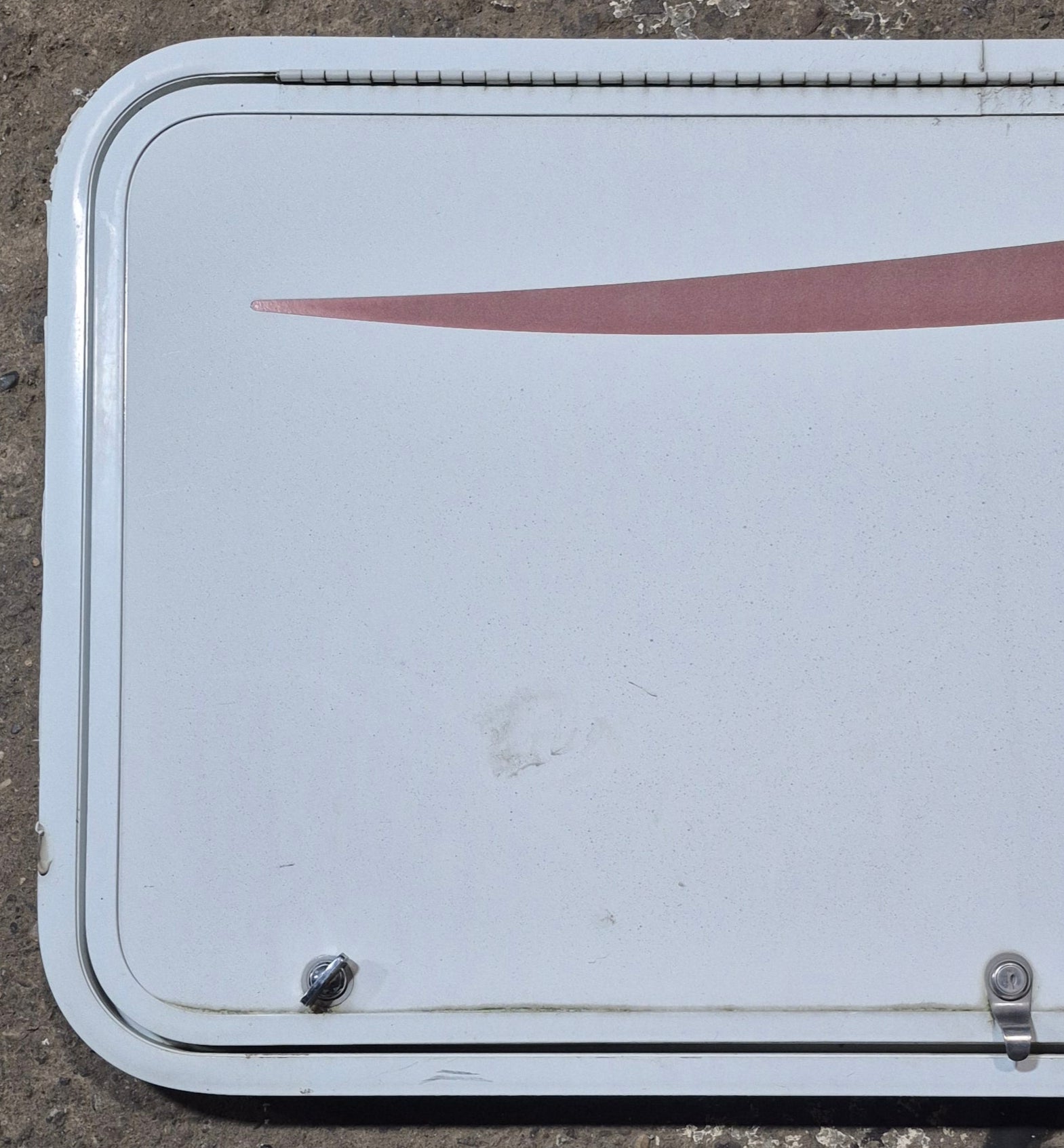 Used Radius Cornered Cargo Door 40" x 21 1/2" x 1 7/8" D - Young Farts RV Parts