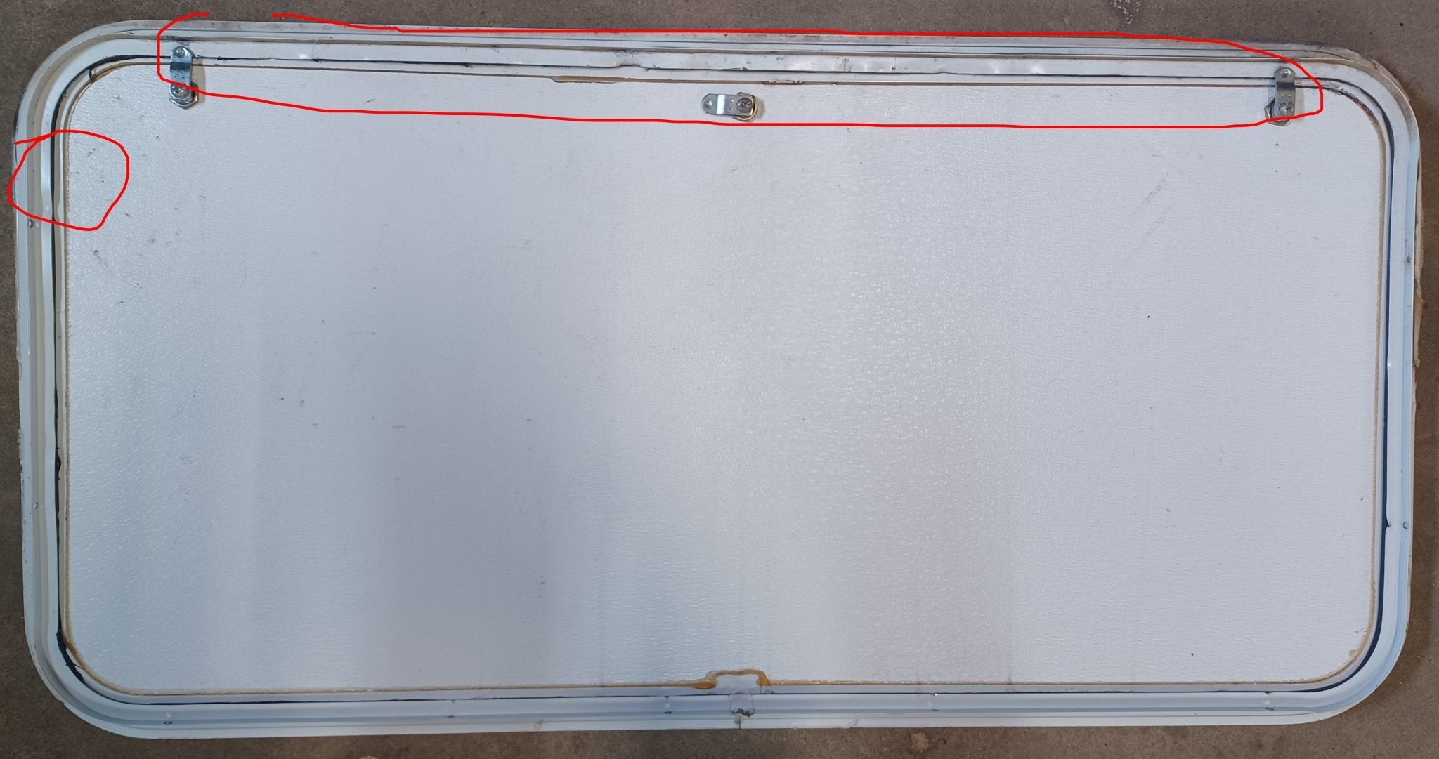 Used Radius Cornered Cargo Door 44 7/8" x 21 7/8" x 1" D - Young Farts RV Parts