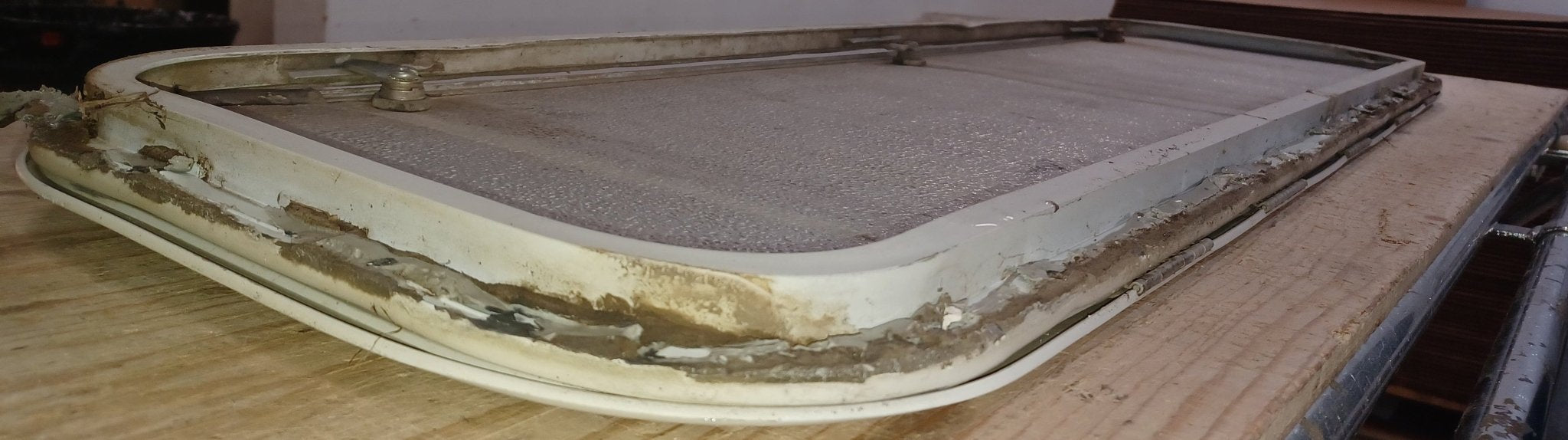 Used Radius Cornered Cargo Door 46 5/8" x 12 7/8" x 5/8" D - Young Farts RV Parts