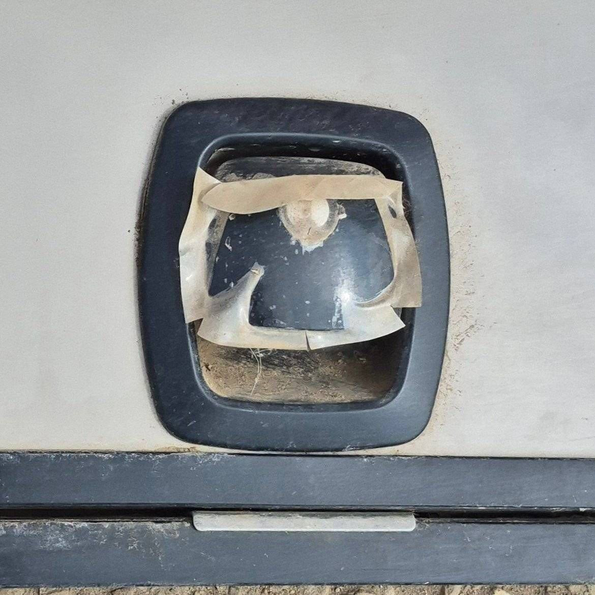 Used Radius Cornered Cargo Door - 47 5/8" X 30 1/8" X 2" - Young Farts RV Parts