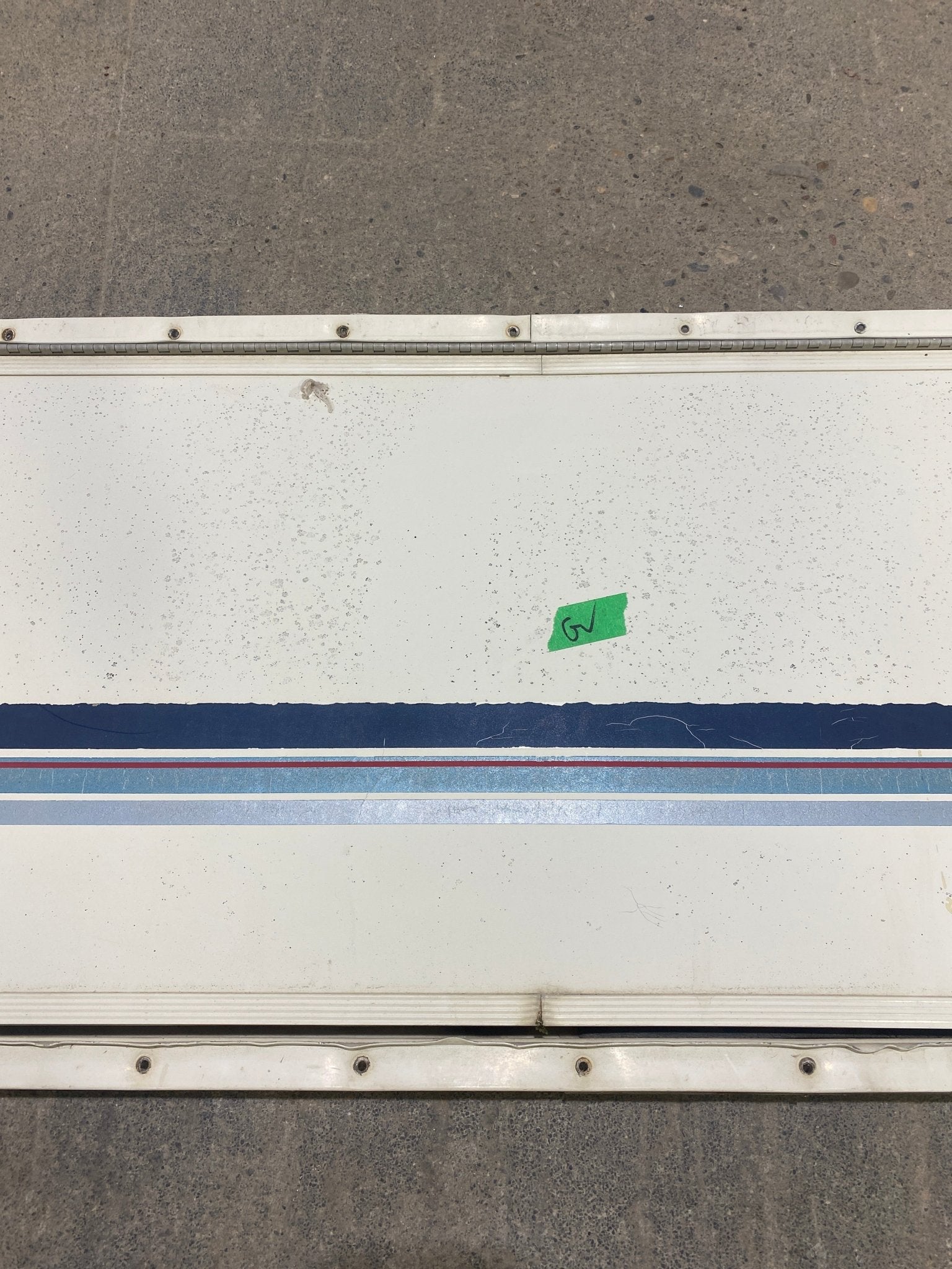 Used Radius Cornered Cargo Door 49 3/4" W x 14 3/4" H X 1/2" D - Young Farts RV Parts