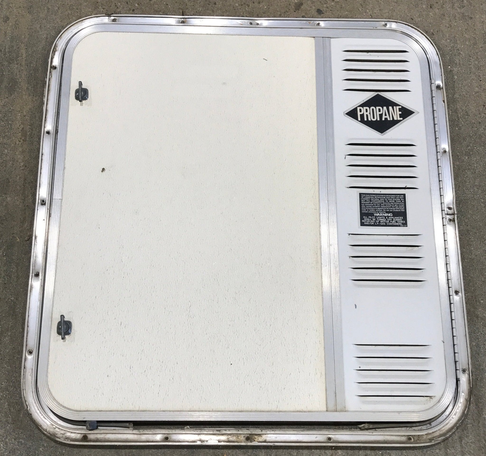 Used Radius Cornered Cargo LPG Door 27" W x 25 1/4" H X 3/4" D - Young Farts RV Parts