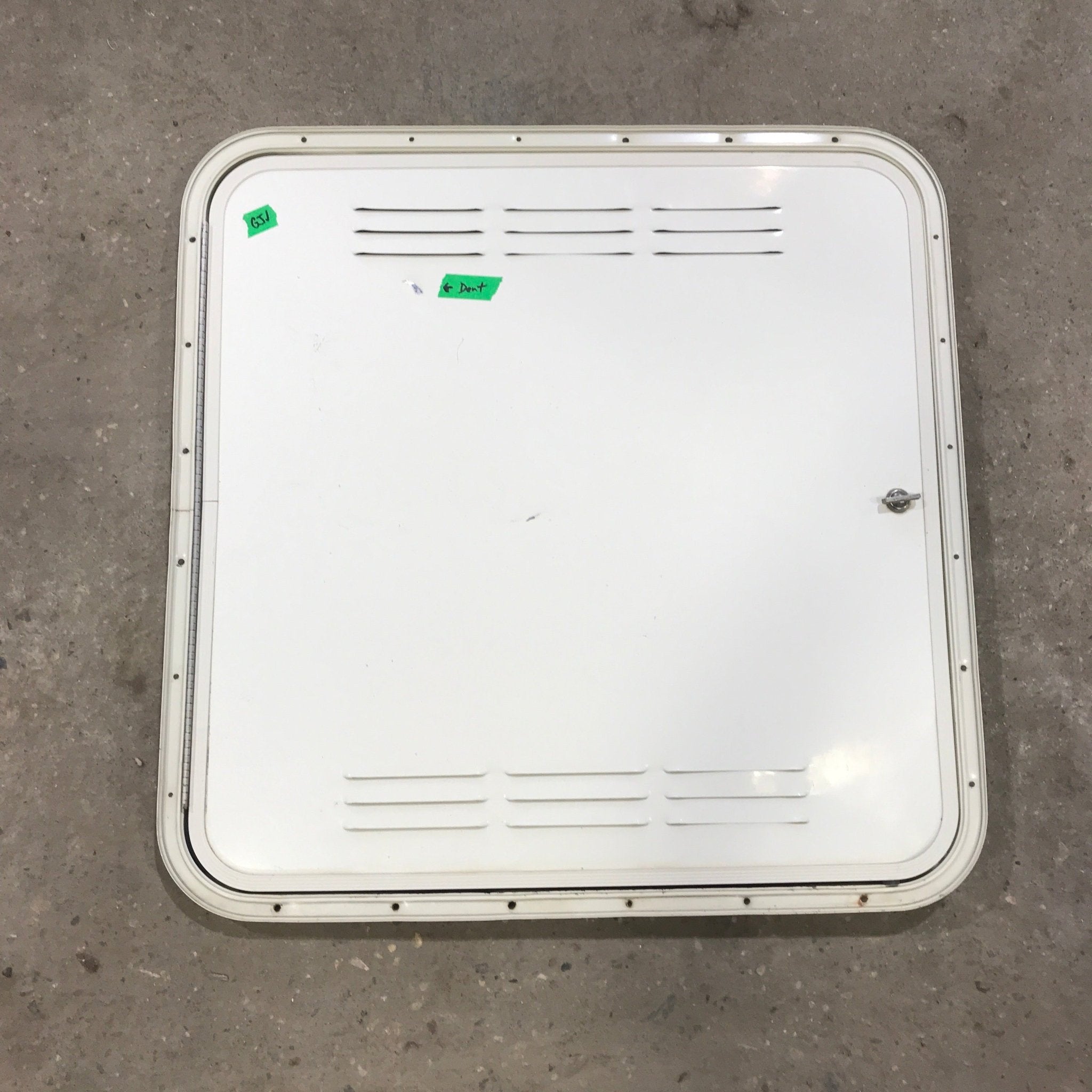 Used Radius Cornered Propane / Battery Cargo Door 26 3/4" x 27" x 1 D - Young Farts RV Parts