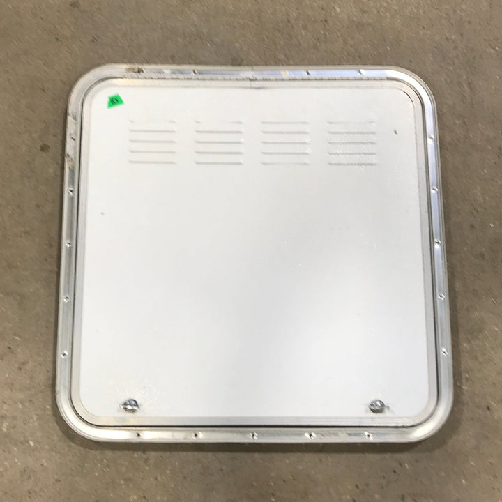 Used Radius Cornered Propane / Battery Cargo Door 26" x 26" x 1 1/4" D - Young Farts RV Parts