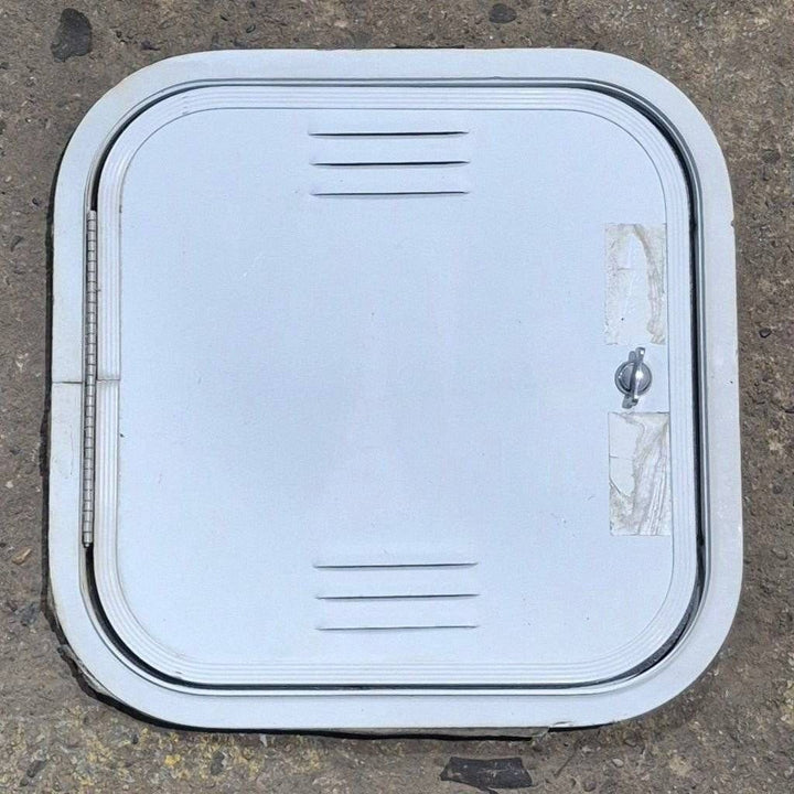Used Radius Cornered Propane/ Battery Door - 14 7/8" X 14 7/8" X 1/2" - Young Farts RV Parts