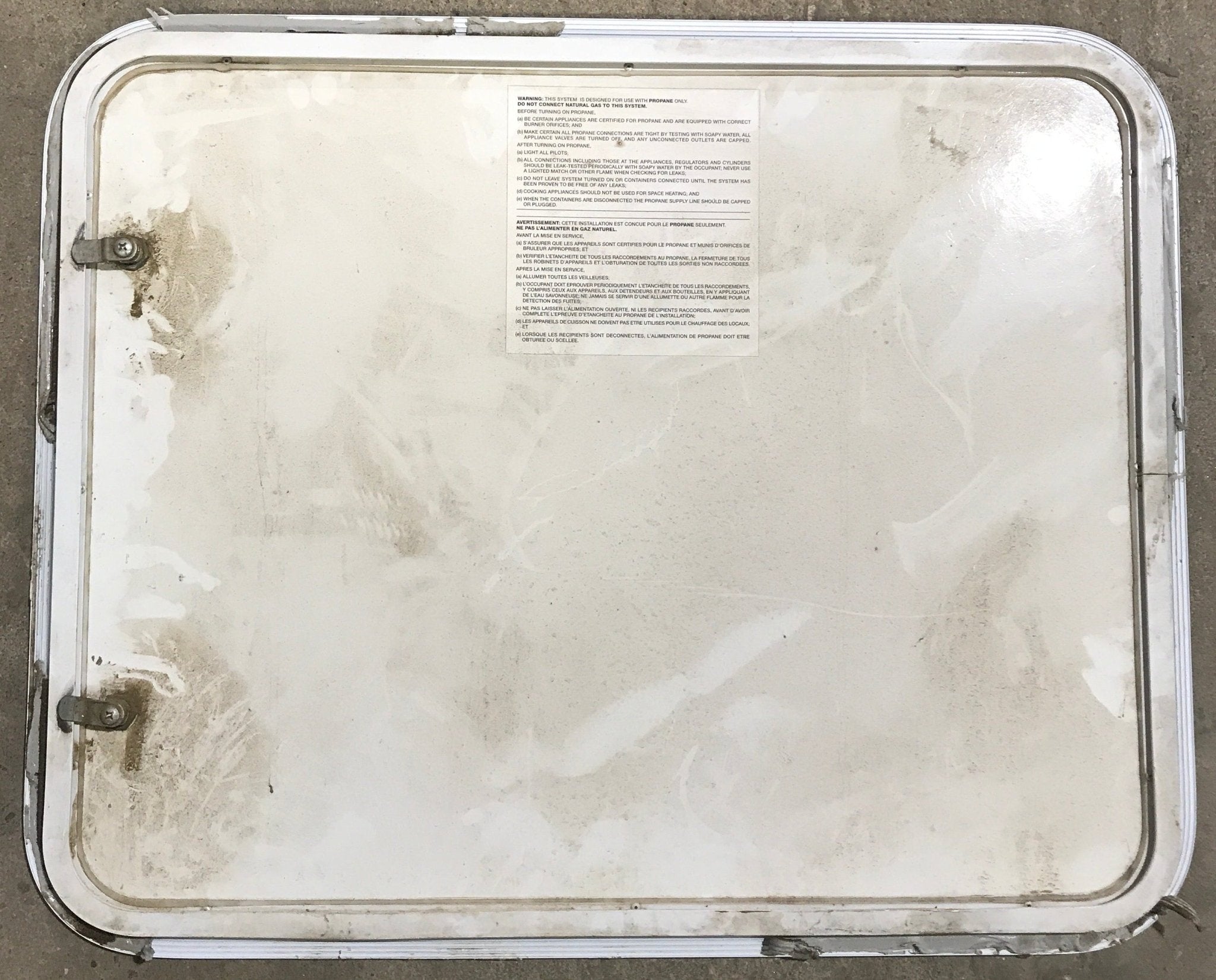 Used Radius Cornered Propane Cargo Door 29 1/2" x 23 7/8" x 3/4" D - Young Farts RV Parts