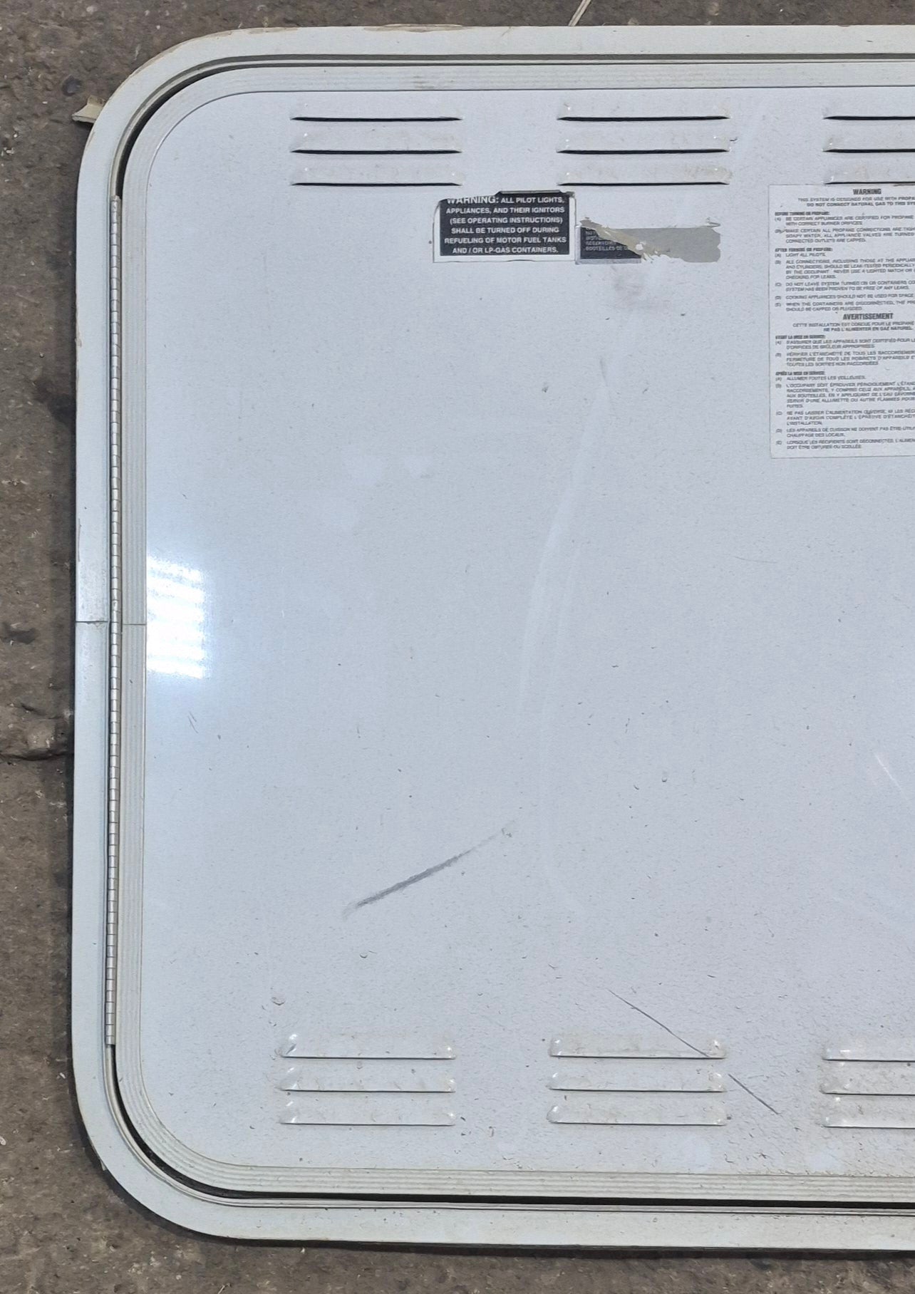 Used Radius Cornered Propane Cargo Door 29 3/4" x 25 7/8" x 1/2" D - Young Farts RV Parts