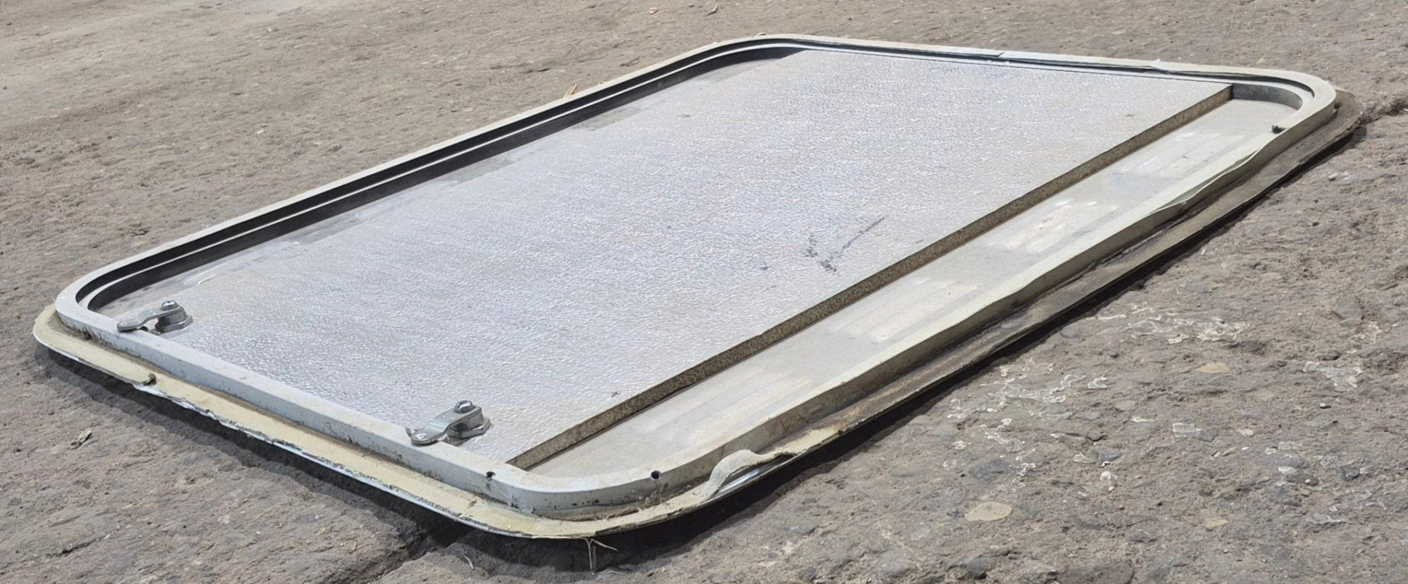 Used Radius Cornered Propane Cargo Door 29 3/4" x 25 7/8" x 1/2" D - Young Farts RV Parts