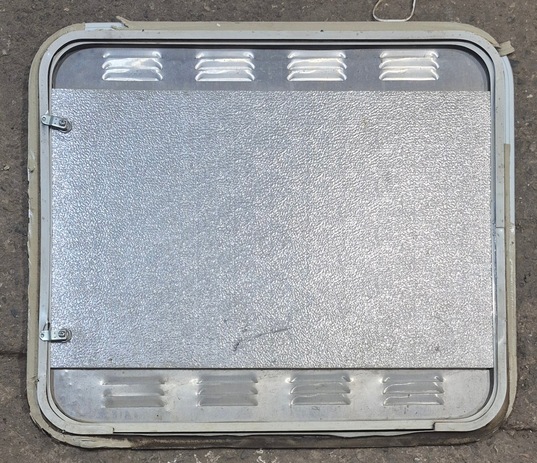 Used Radius Cornered Propane Cargo Door 29 3/4" x 25 7/8" x 1/2" D - Young Farts RV Parts