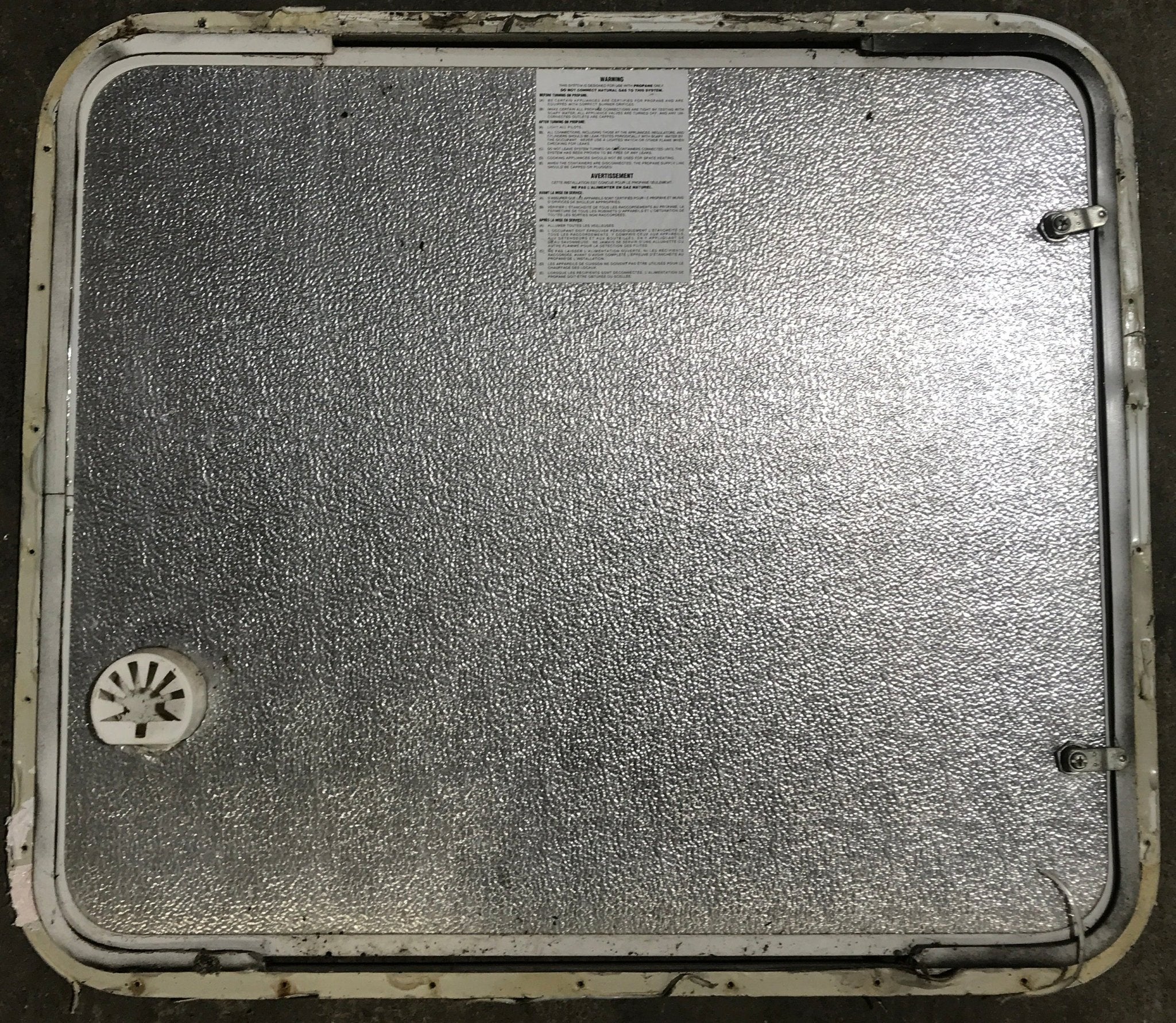 Used Radius Cornered Propane Cargo Door 29 7/8" x 25 7/8" x 3/4 "D - Young Farts RV Parts