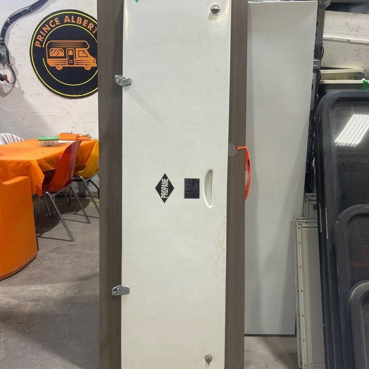 Used Radius Cornered Propane Cargo Door - 63.25 X 16.75 X .75 - Young Farts RV Parts