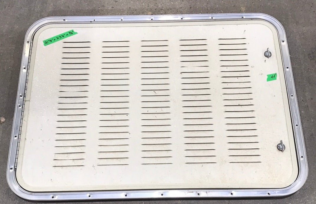 Used Radius Cornered Propane Door 31 7/8" W x 23 1/4" H X 3/4" D - Young Farts RV Parts