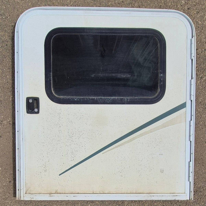 Used Radius Storage/ Teardrop Trailer Entry Door - 43 1/2" X 47 1/2" X 2 1/4" - Young Farts RV Parts