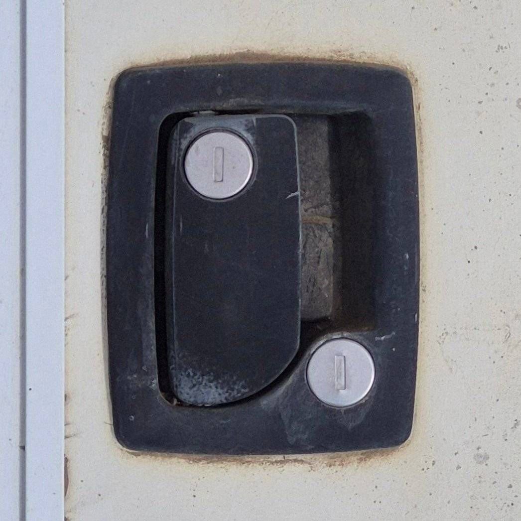 Used Radius Storage/ Teardrop Trailer Entry Door - 43 1/2" X 47 1/2" X 2 1/4" - Young Farts RV Parts