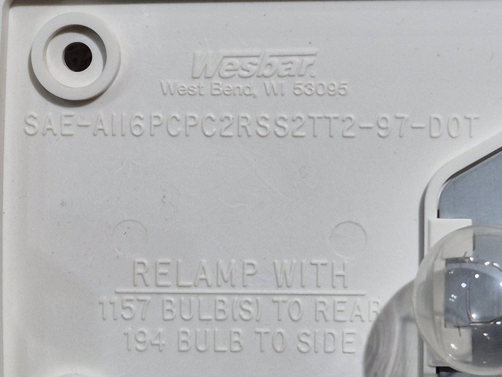 Used RARE Wesbar Wrap Around Tail Light Assembly - Passenger Side - Young Farts RV Parts