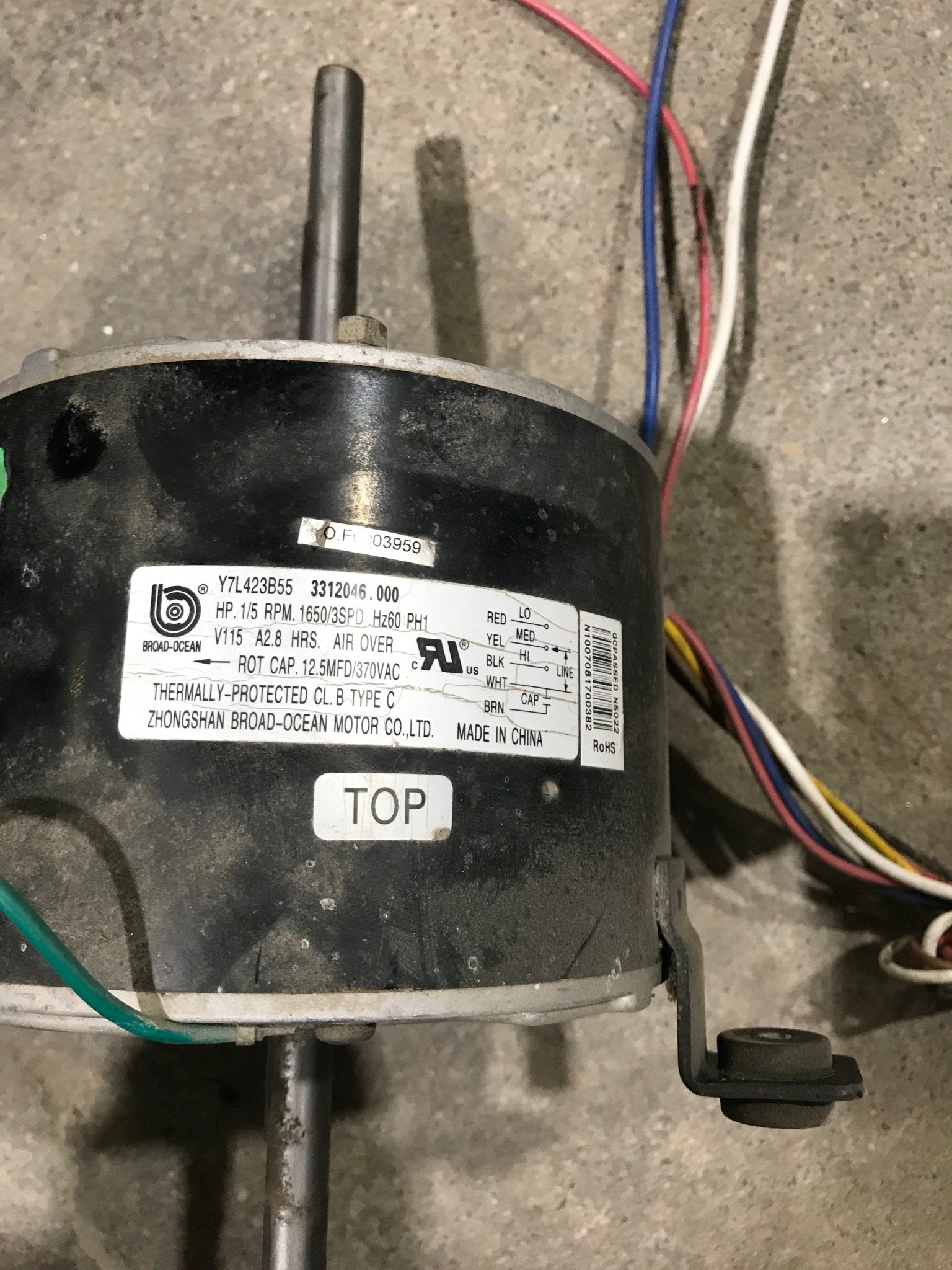 Used Replacement for Dometic AC Motor 3312129004 - Young Farts RV Parts