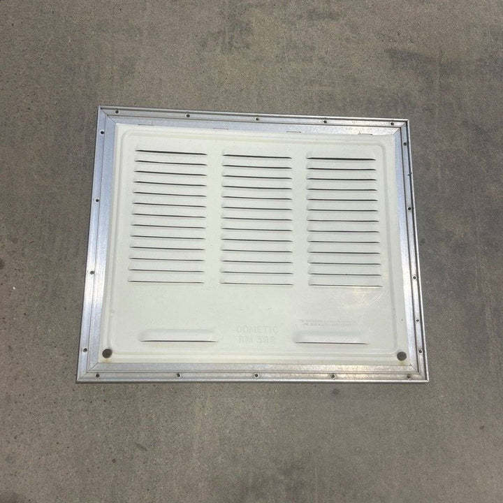 Used Retro DOMETIC (P/N UNKNOWN for RM382) - Off White Vent Door with Silver Trim - Young Farts RV Parts