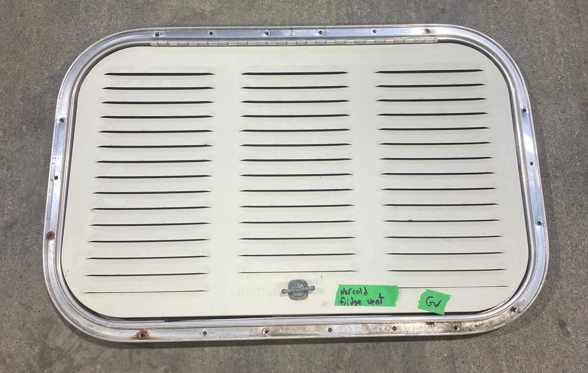 Used Retro NORCOLD - Off White Vent Door with Silver Trim - Young Farts RV Parts