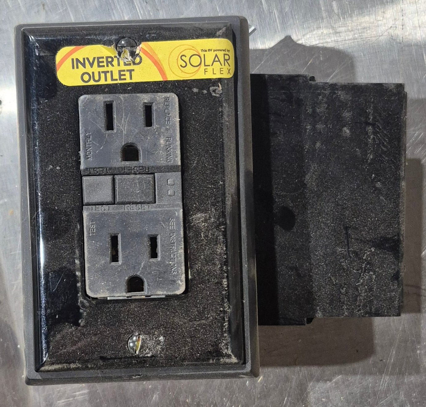 Used RV 110 Volt GFI Wall Receptacle / Outlet, Black - Young Farts RV Parts