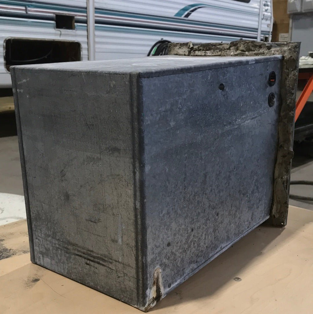 Used RV Battery Metal Box 11" W x 13 3/4" H x 16 1/4" D - Young Farts RV Parts