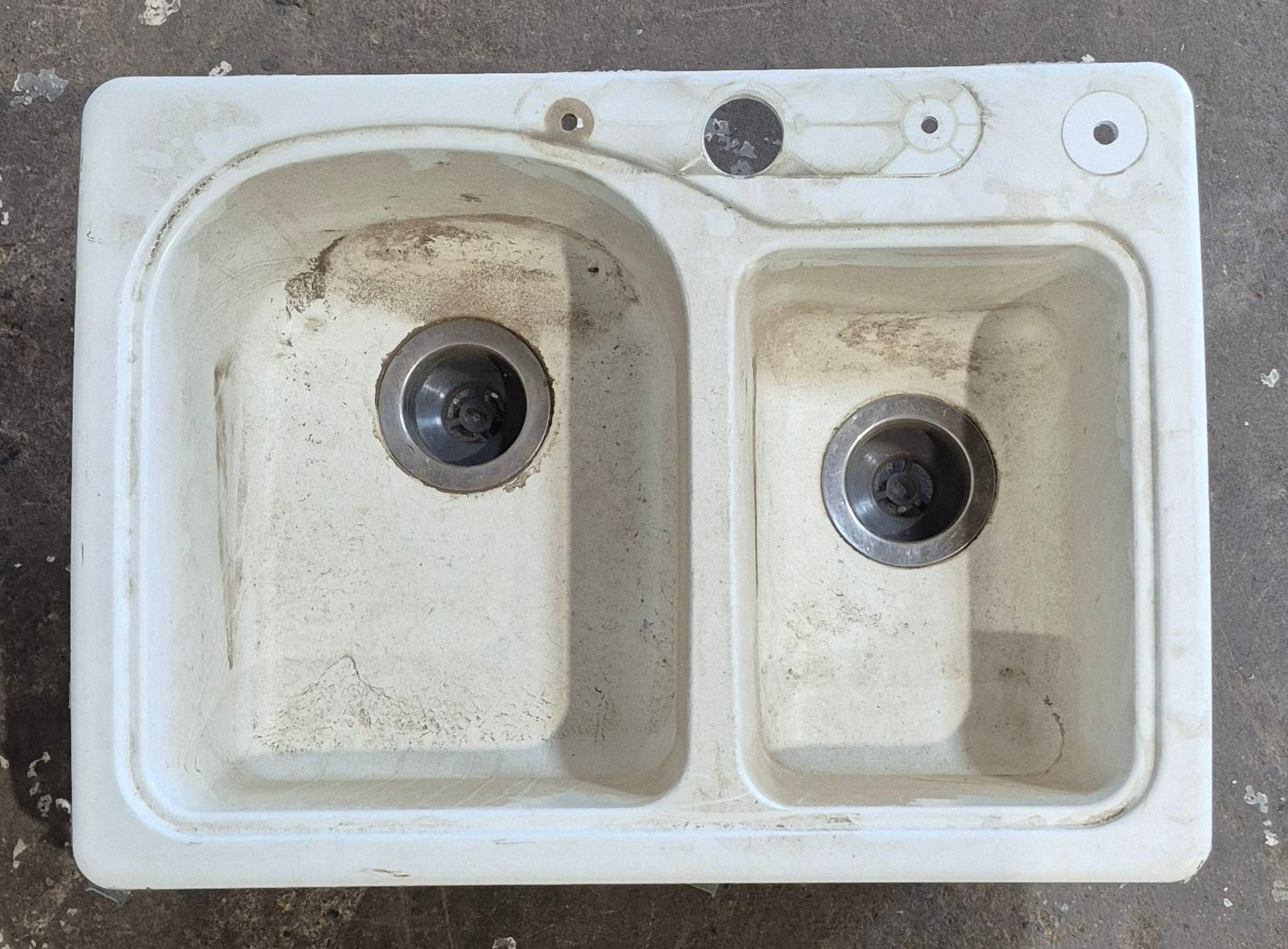 Used RV Double Kitchen Sink 27 3/8” W x 16 1/8” L - Young Farts RV Parts