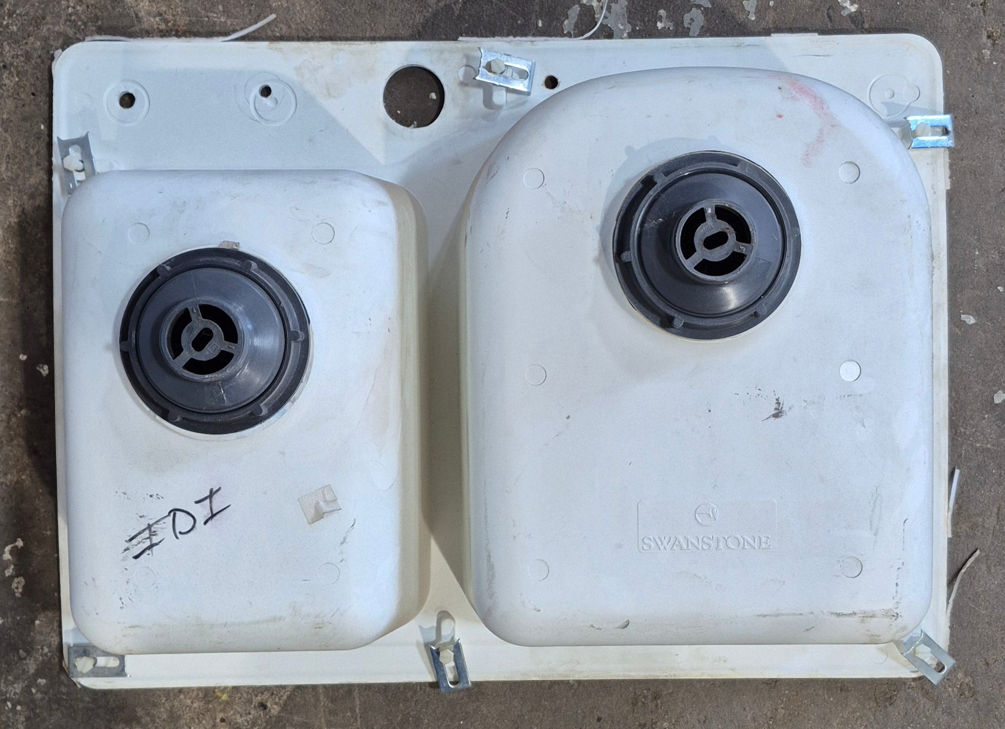 Used RV Double Kitchen Sink 27 3/8” W x 16 1/8” L - Young Farts RV Parts
