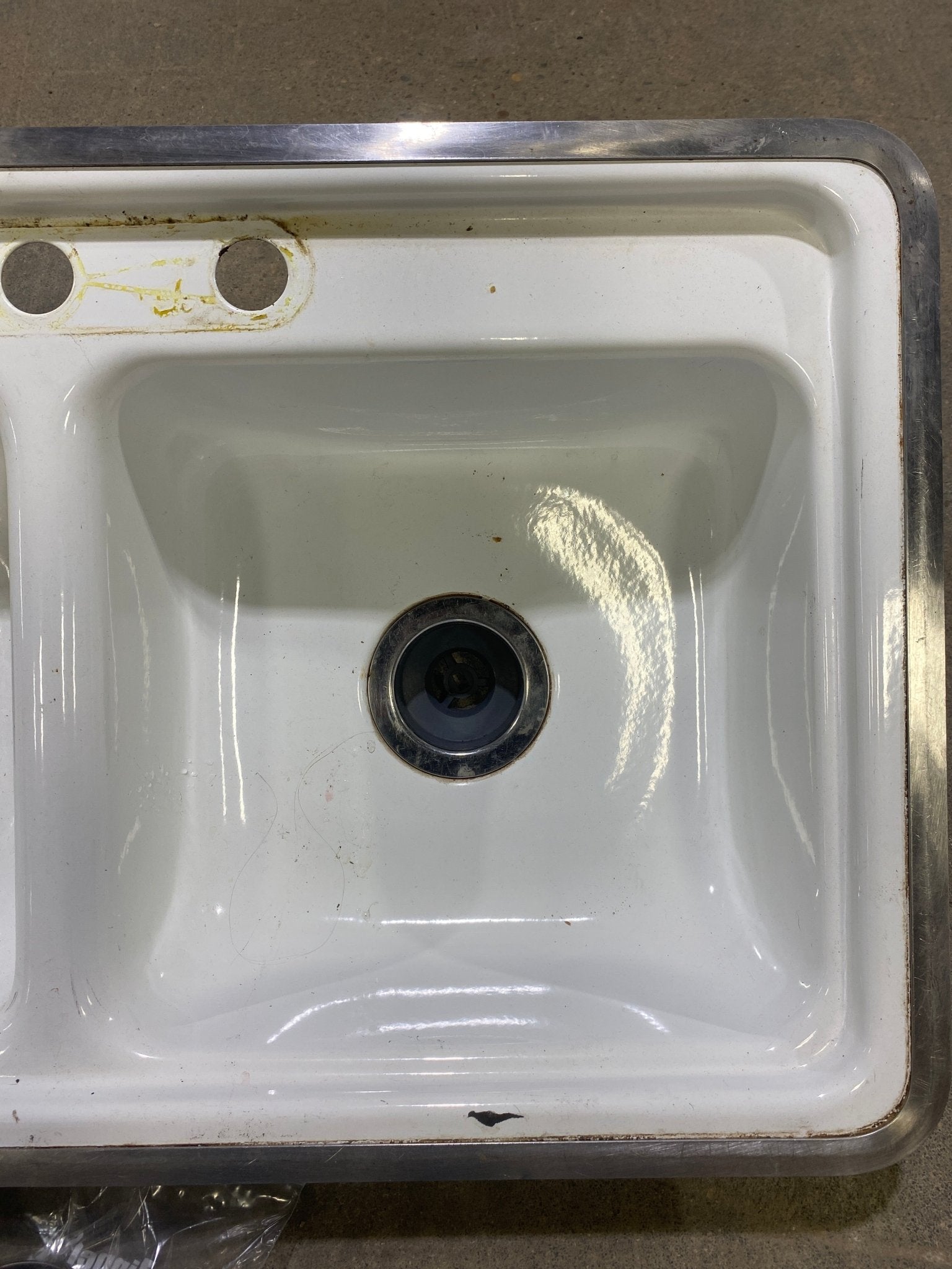 Used RV Double Kitchen Sink 33” W x 19” L - Young Farts RV Parts