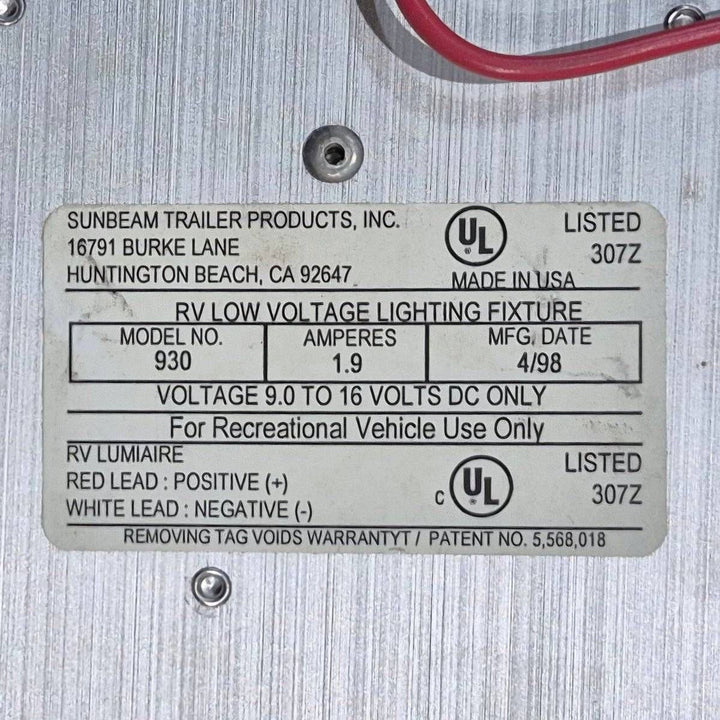 Used RV Luminaire Dual Fluorescent Light Fixture - Model 930 - Young Farts RV Parts