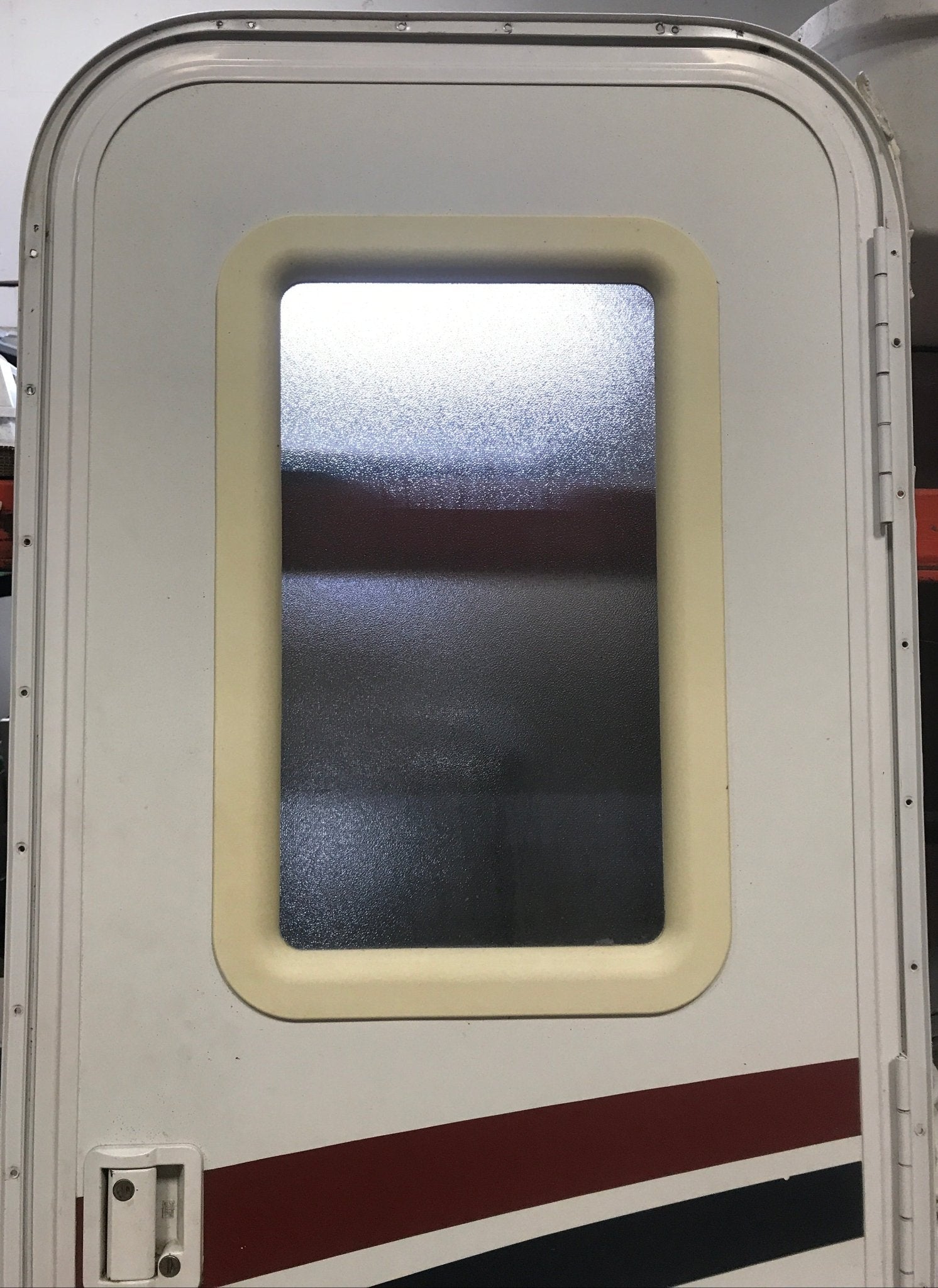 Used RV Radius Corner Entry Door 25 1/2" W x 71 1/2" H - Young Farts RV Parts